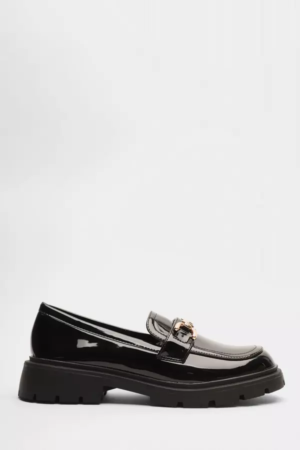 Black Faux Leather Chunky Loafer