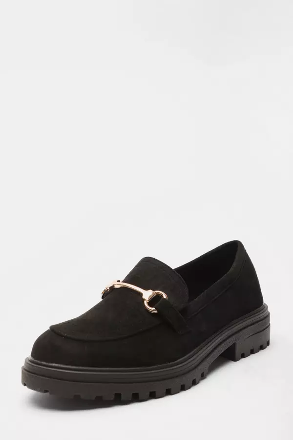 Black Faux Suede Loafers