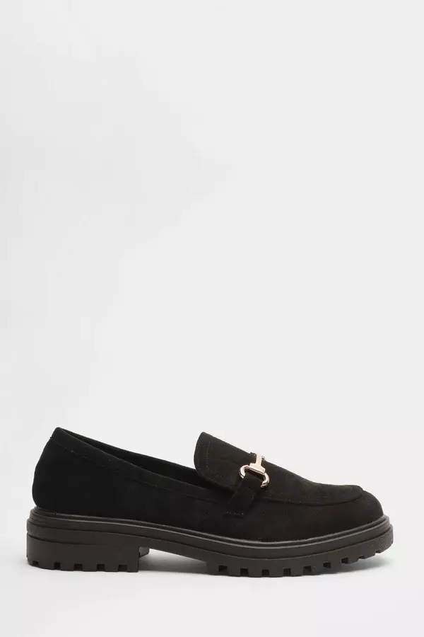 Black Faux Suede Loafers