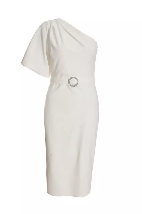 White One Sleeve Bodycon Mini Dress
