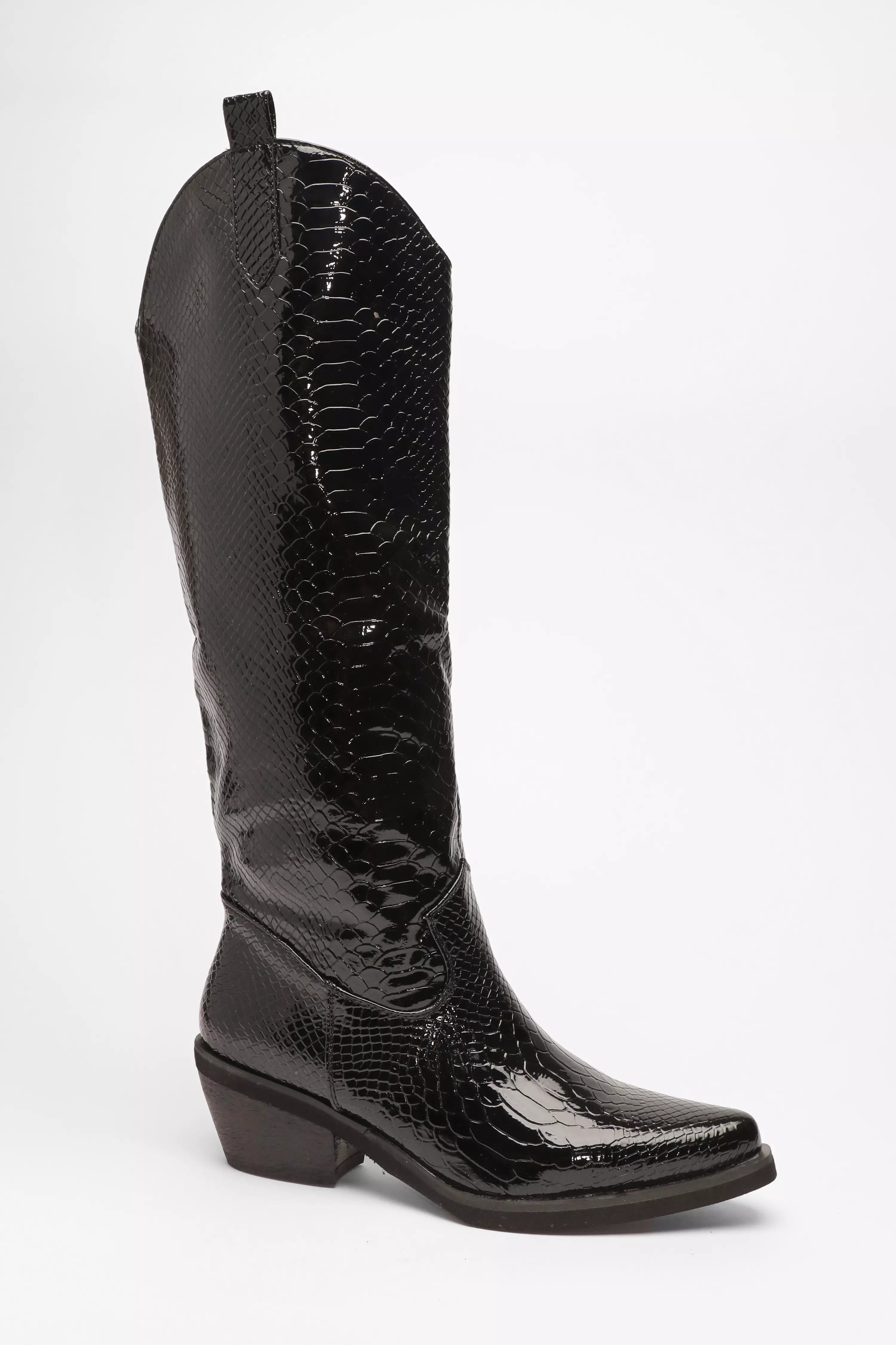 Black patent leather cowboy 2024 boots