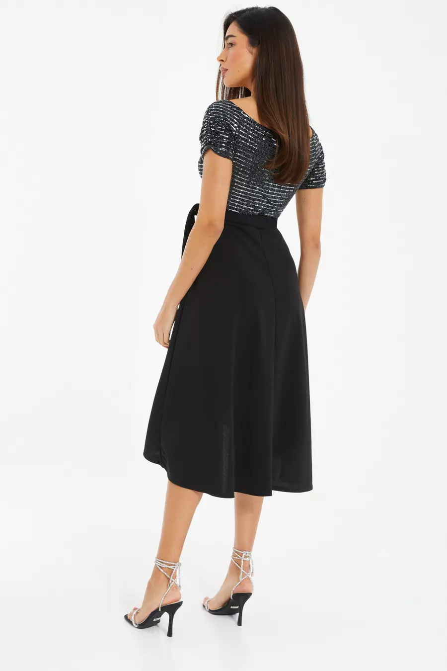 Black shimmer midi dress best sale