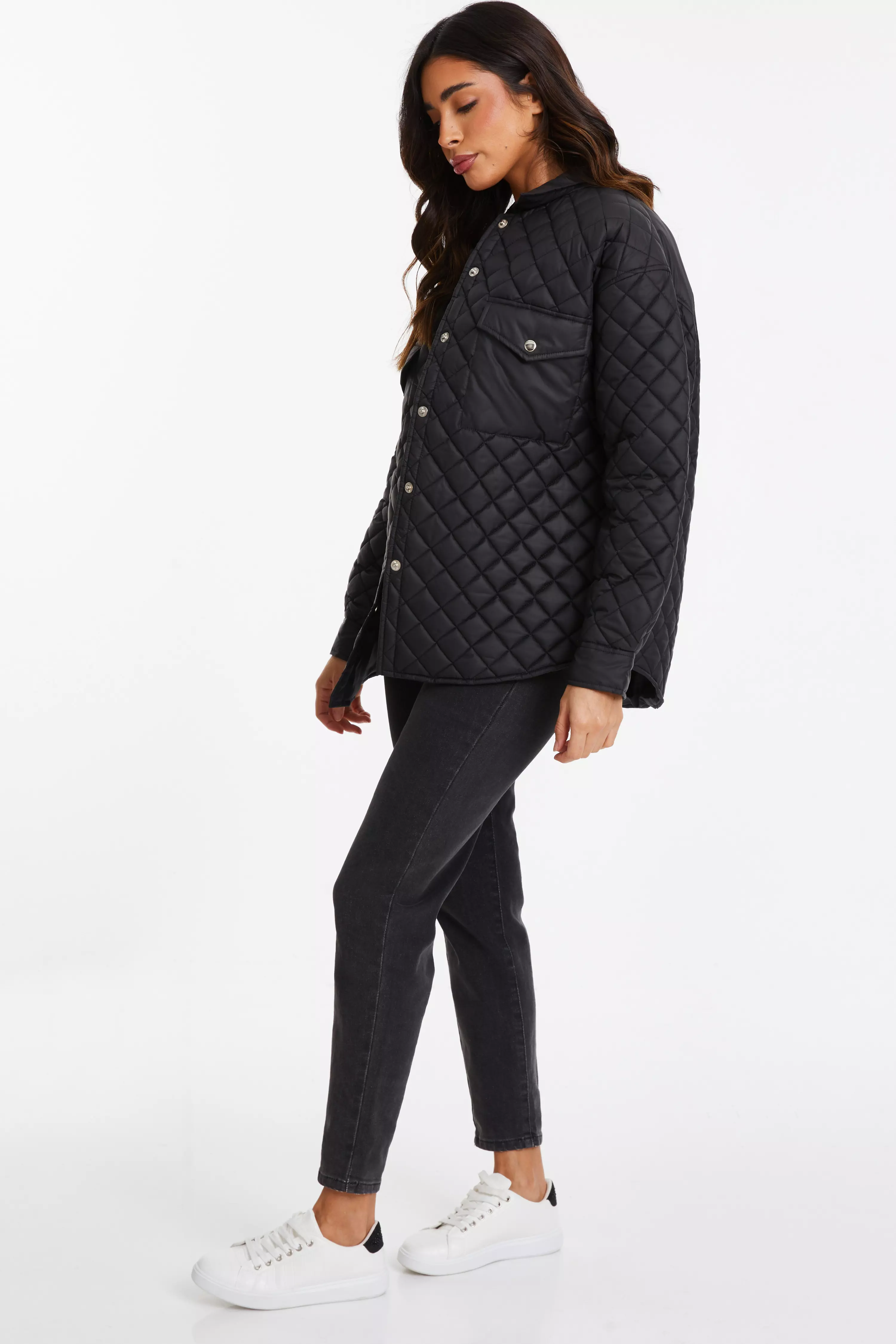 Black Quilted Shacket