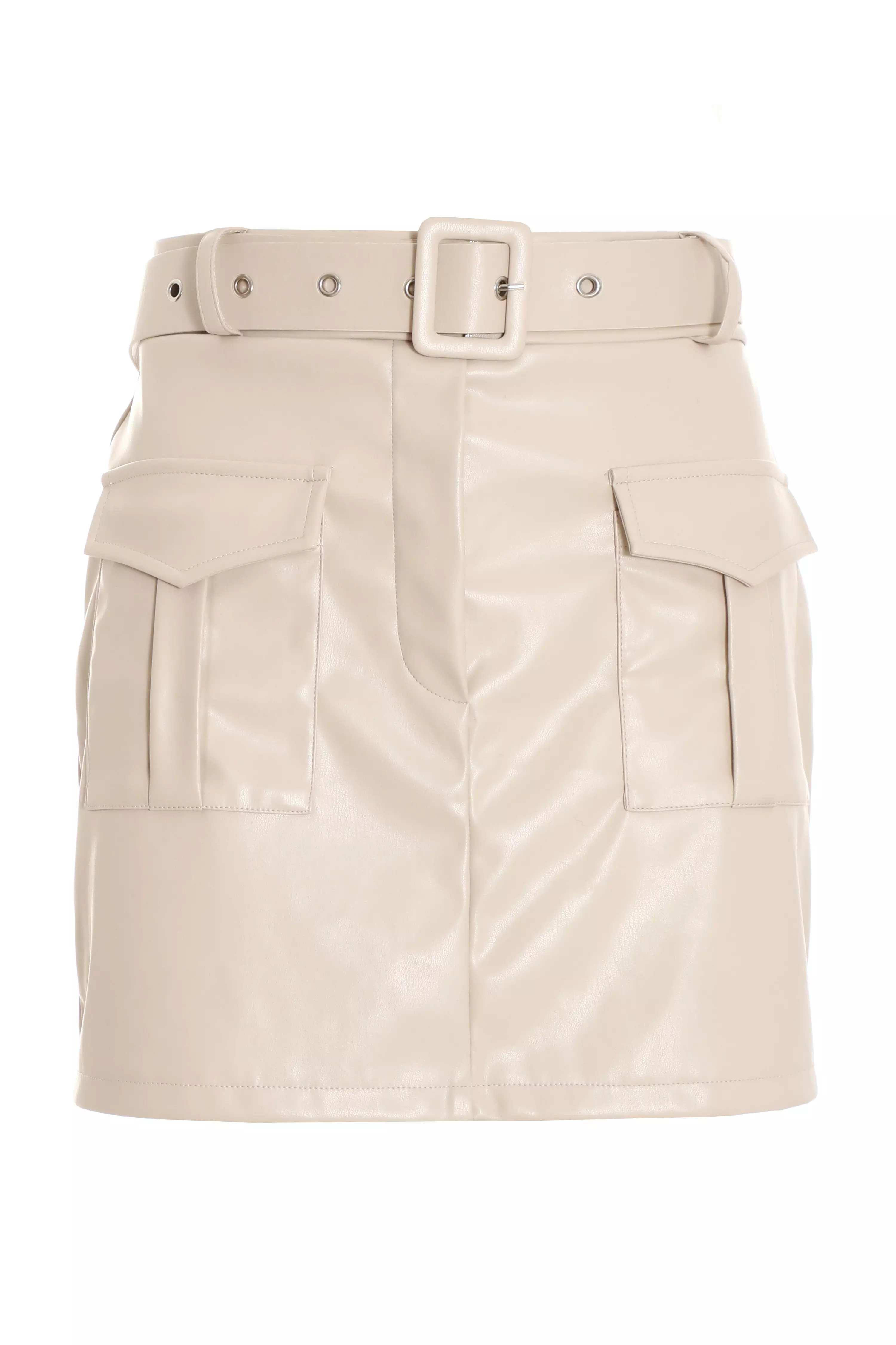 Stone Faux Leather Skort