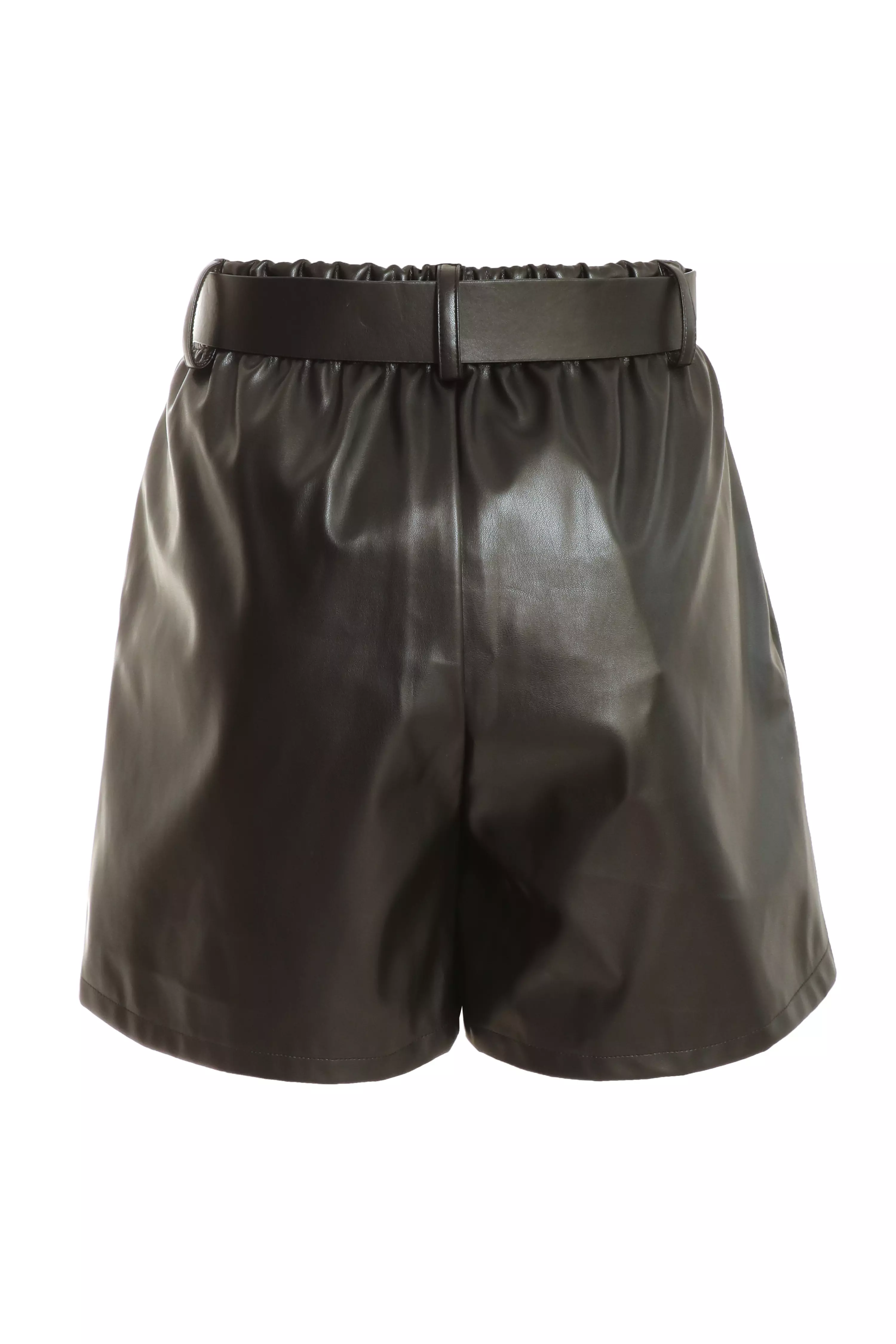 Black Faux Leather Skort