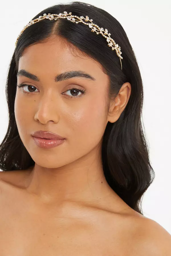 Gold Diamante Flower Headband