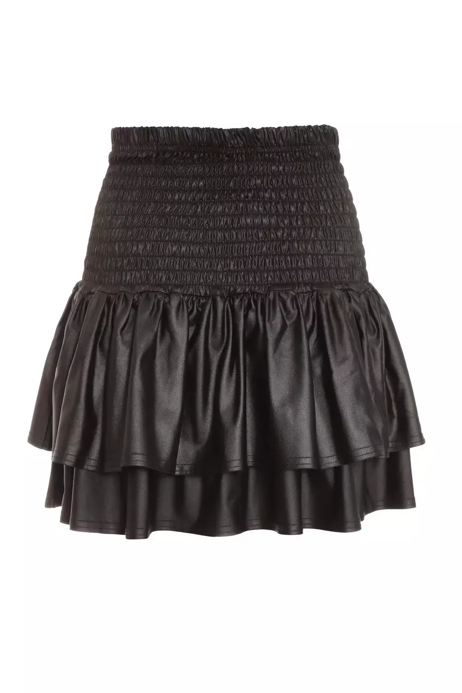 Faux leather frill hem skirt hotsell