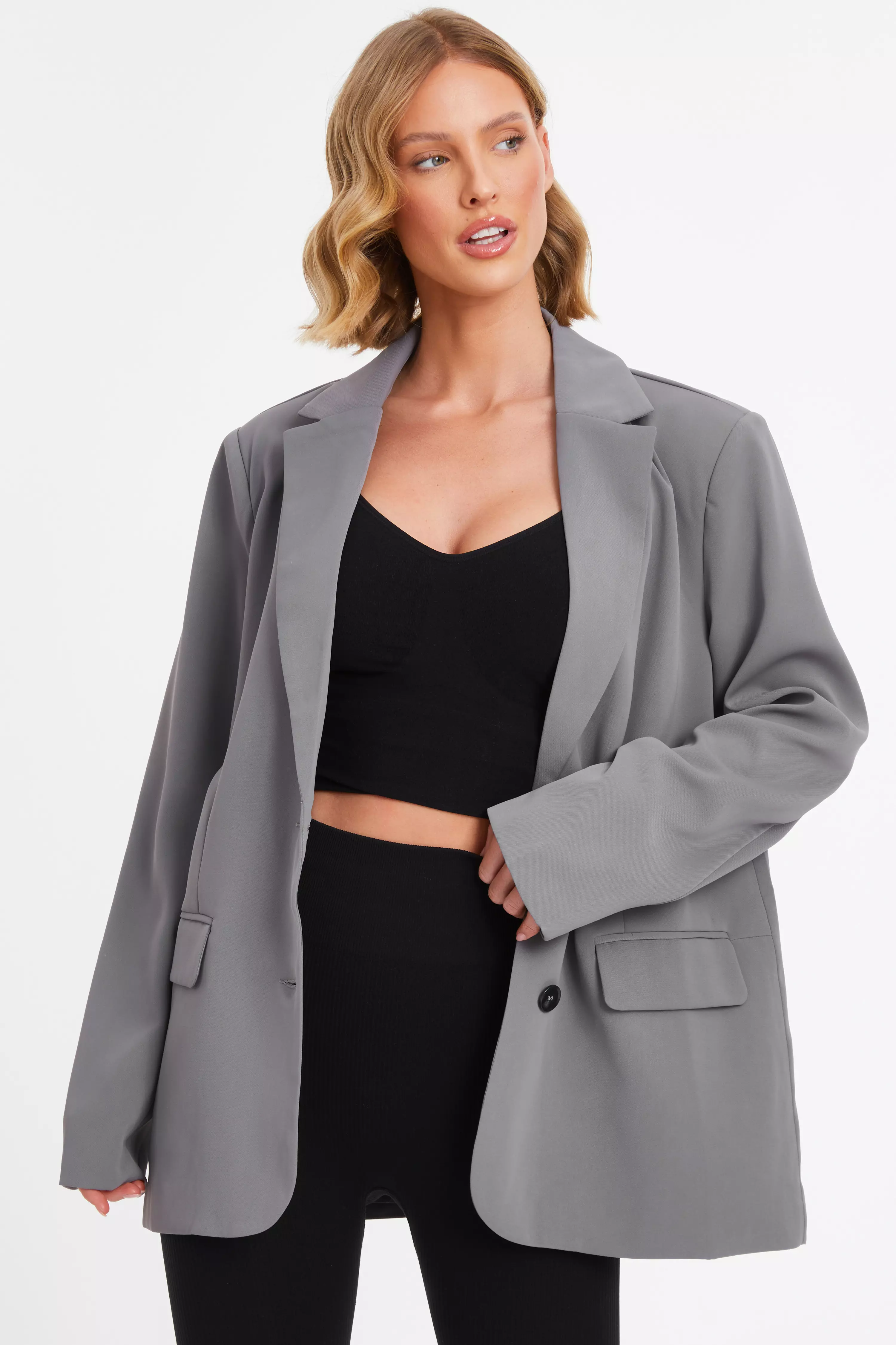 Grey Oversized Tailored Blazer