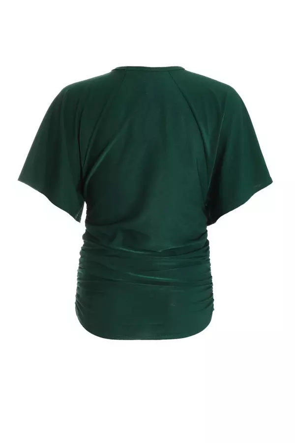 Bottle Green Batwing Ruched Top
