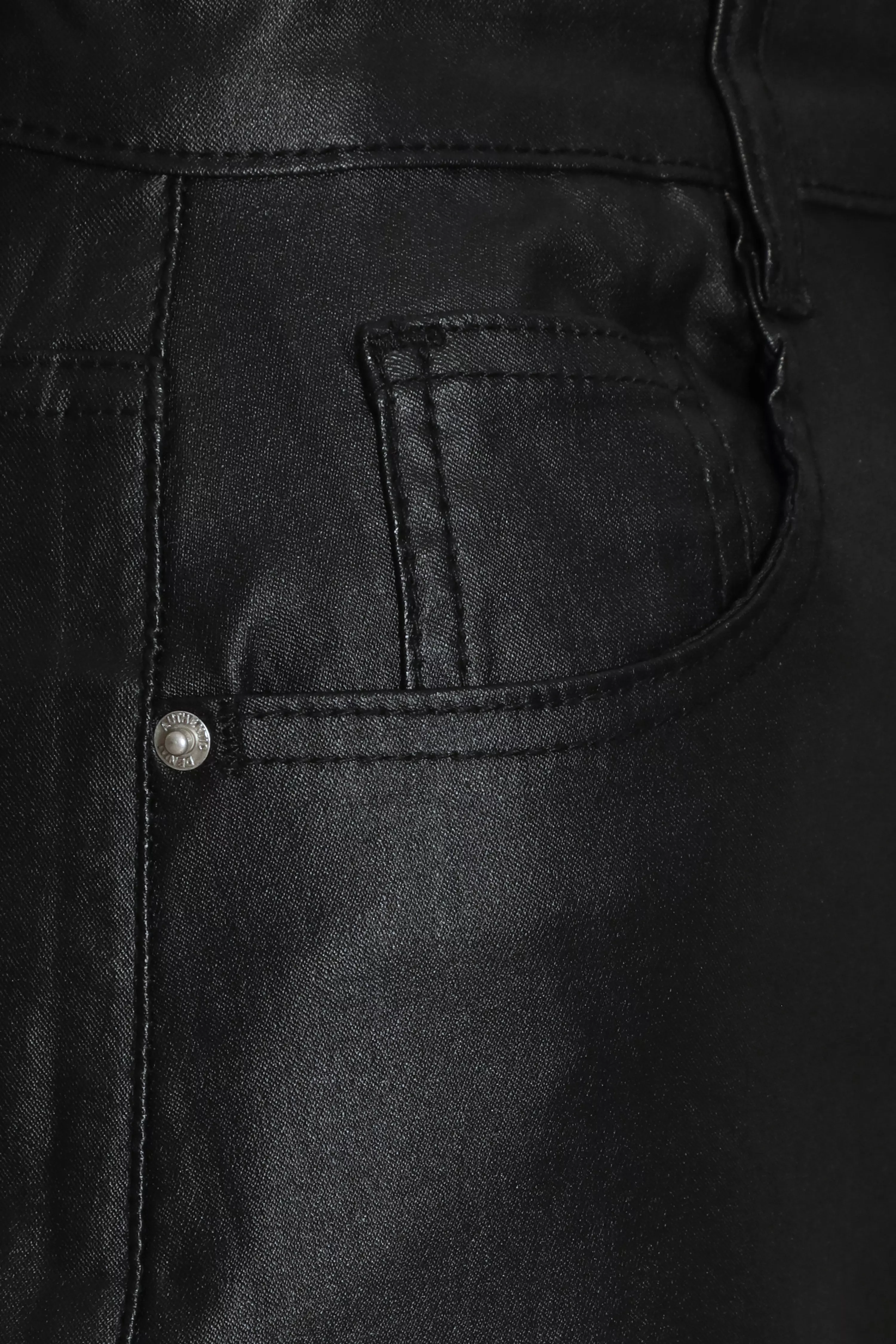 Petite Black Faux Leather Midi Skirt