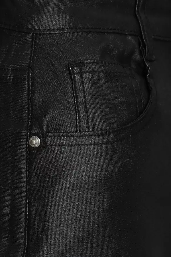 Petite Black Faux Leather Midi Skirt