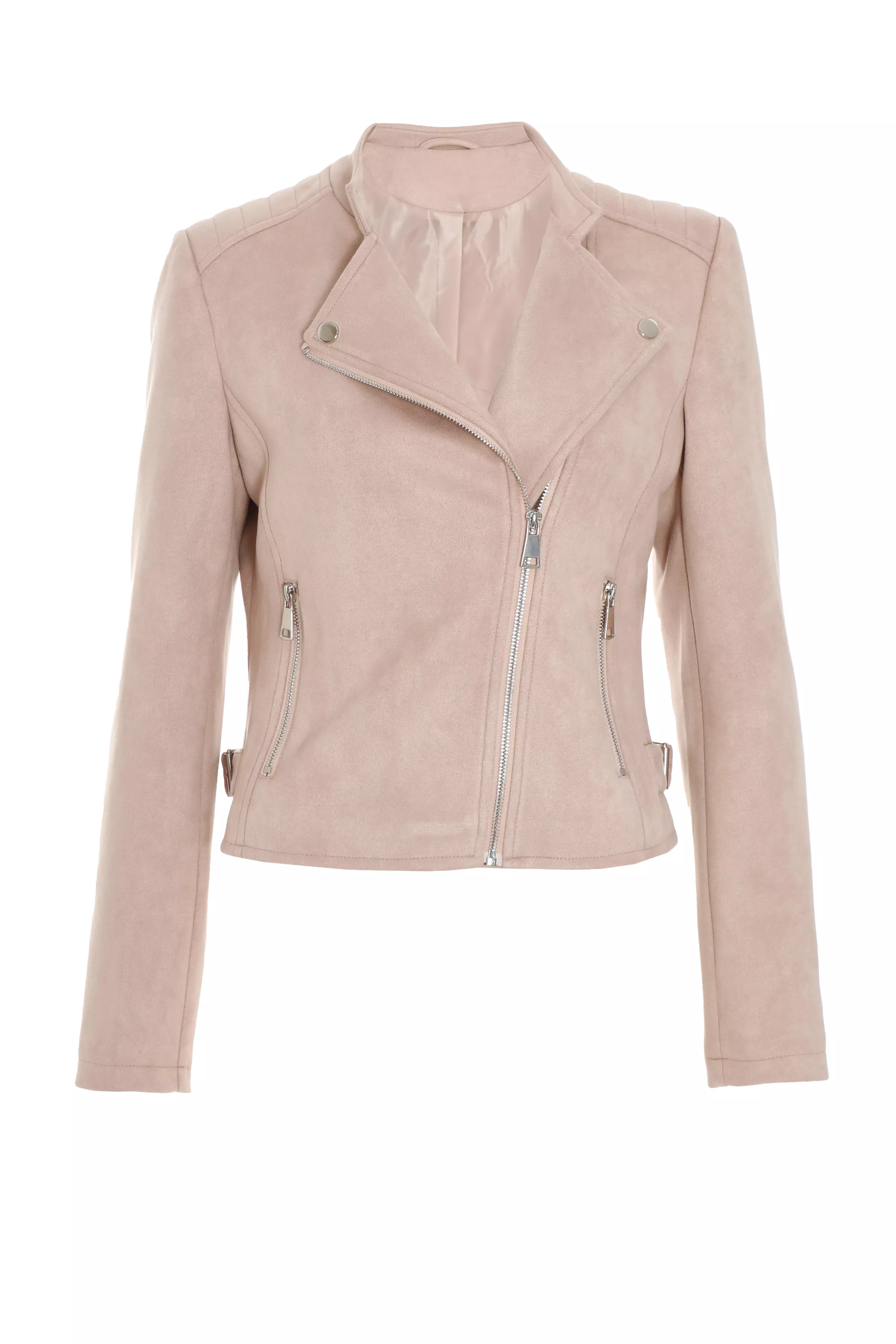 Stone Faux Suede Biker Jacket