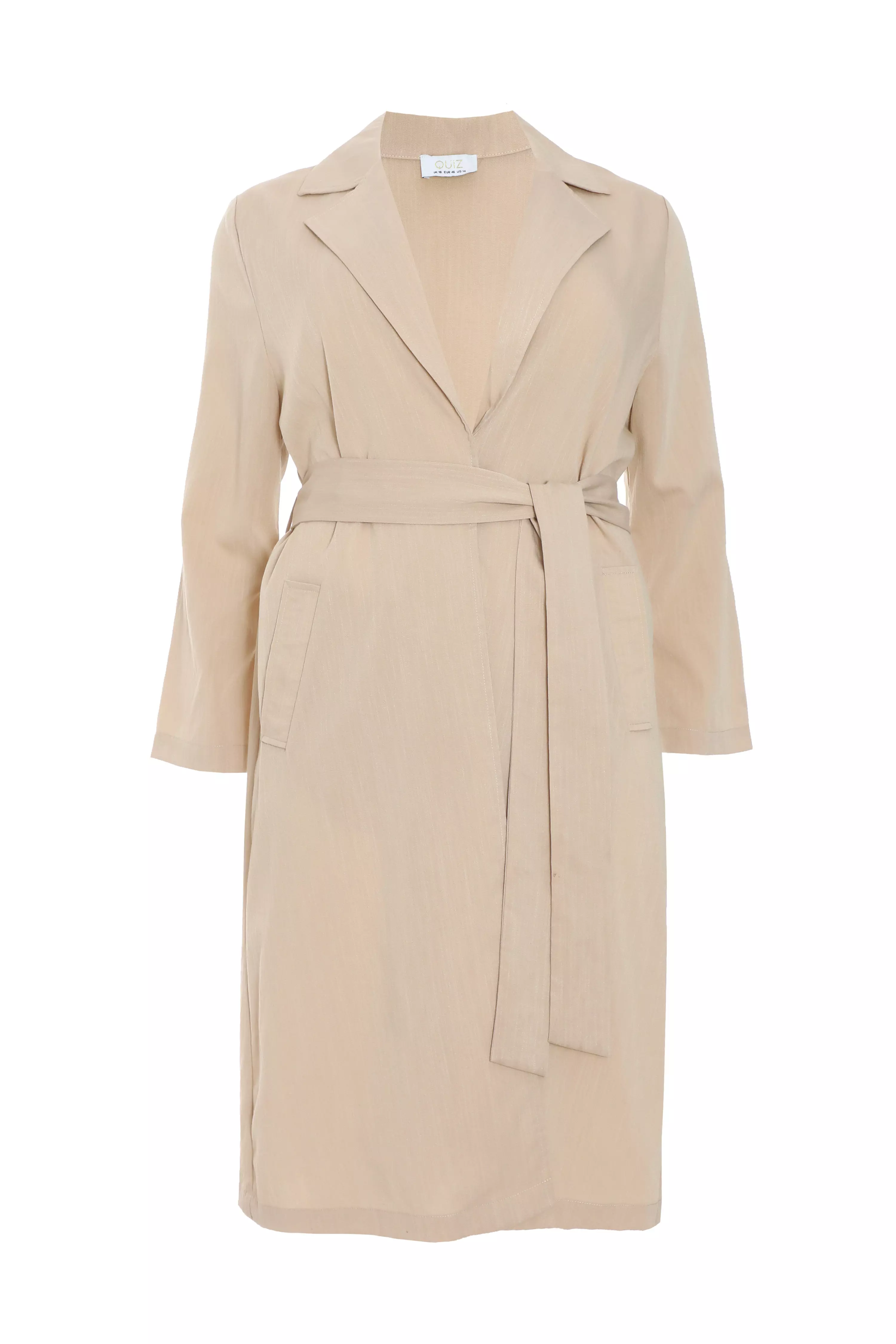 Curve Stone Linen Look Trench Jacket