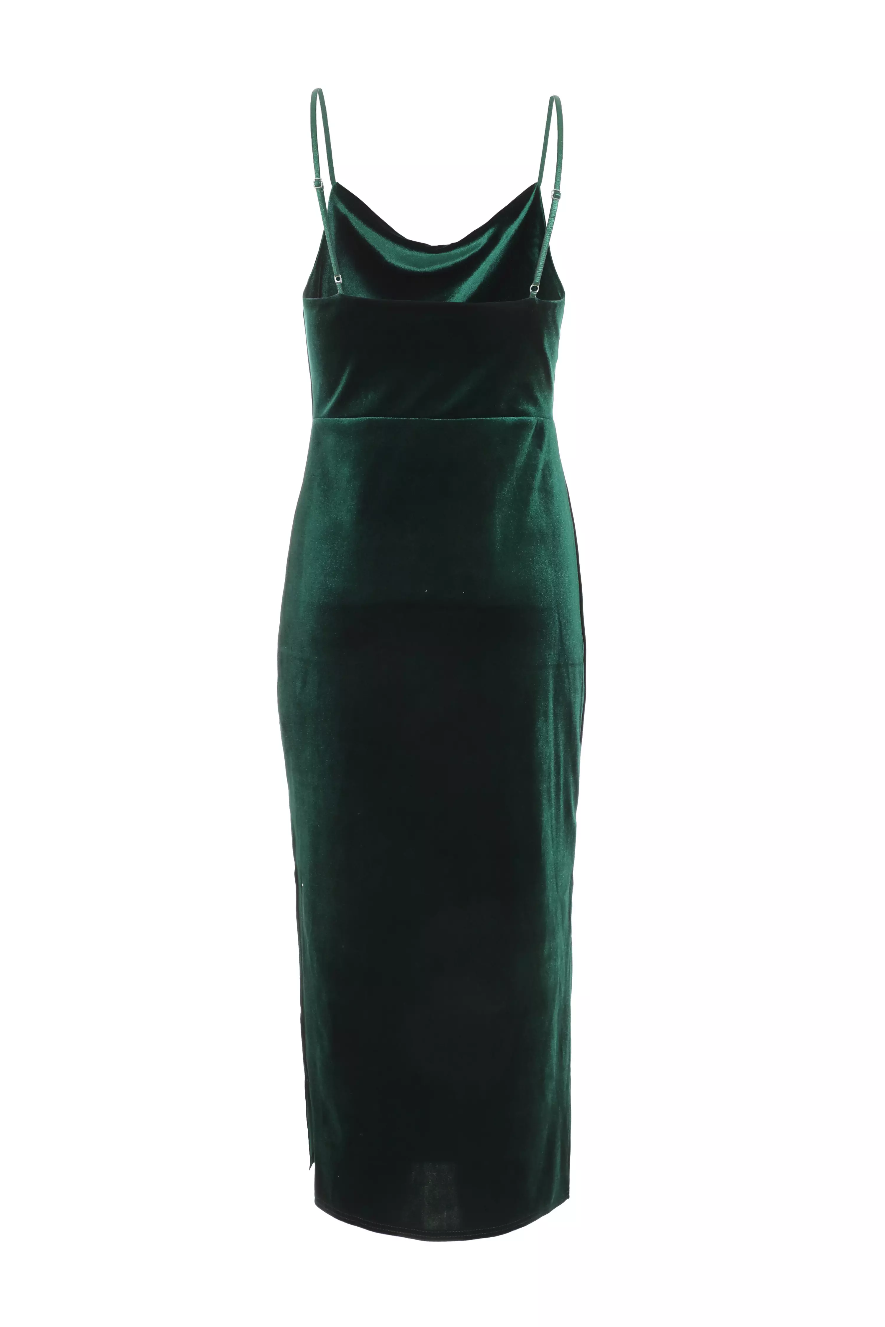 Bottle Green Velvet Midi Dress