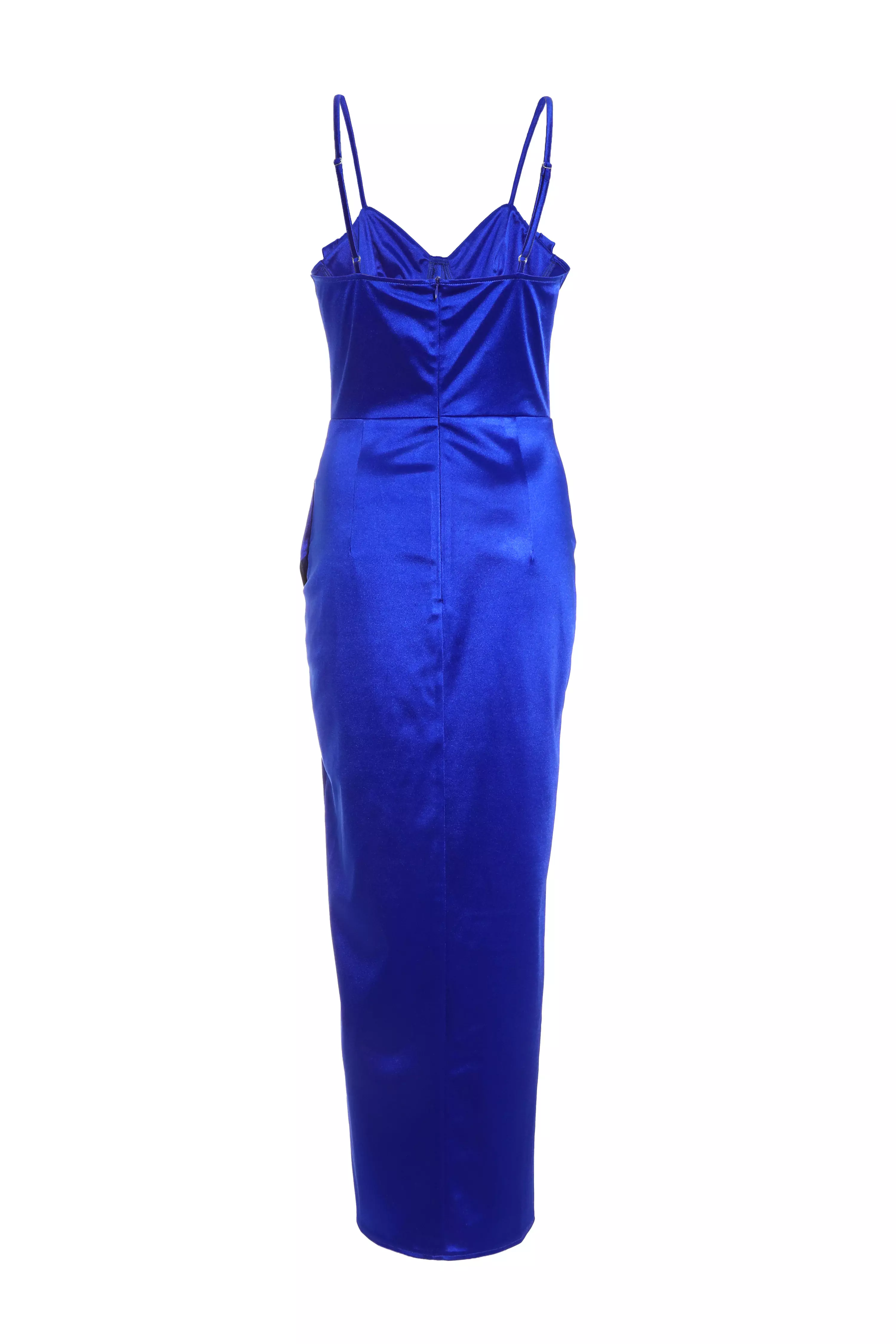 Royal Blue Corset Split Hem Maxi Dress