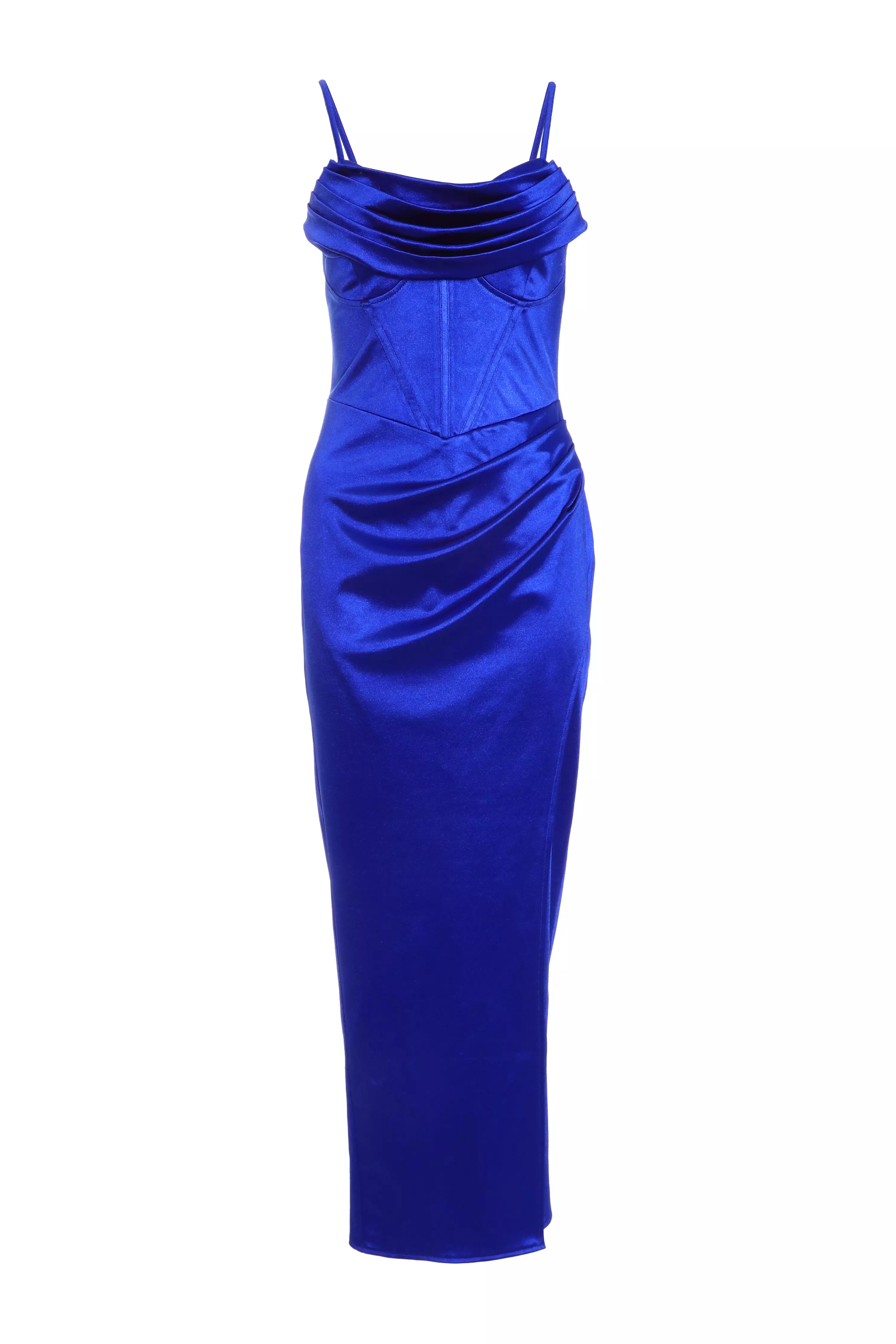Royal Blue Corset Split Hem Maxi Dress<!-- --> - <!-- -->QUIZ Clothing