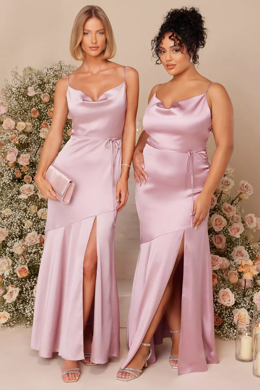 Pink quiz bridesmaid dress best sale