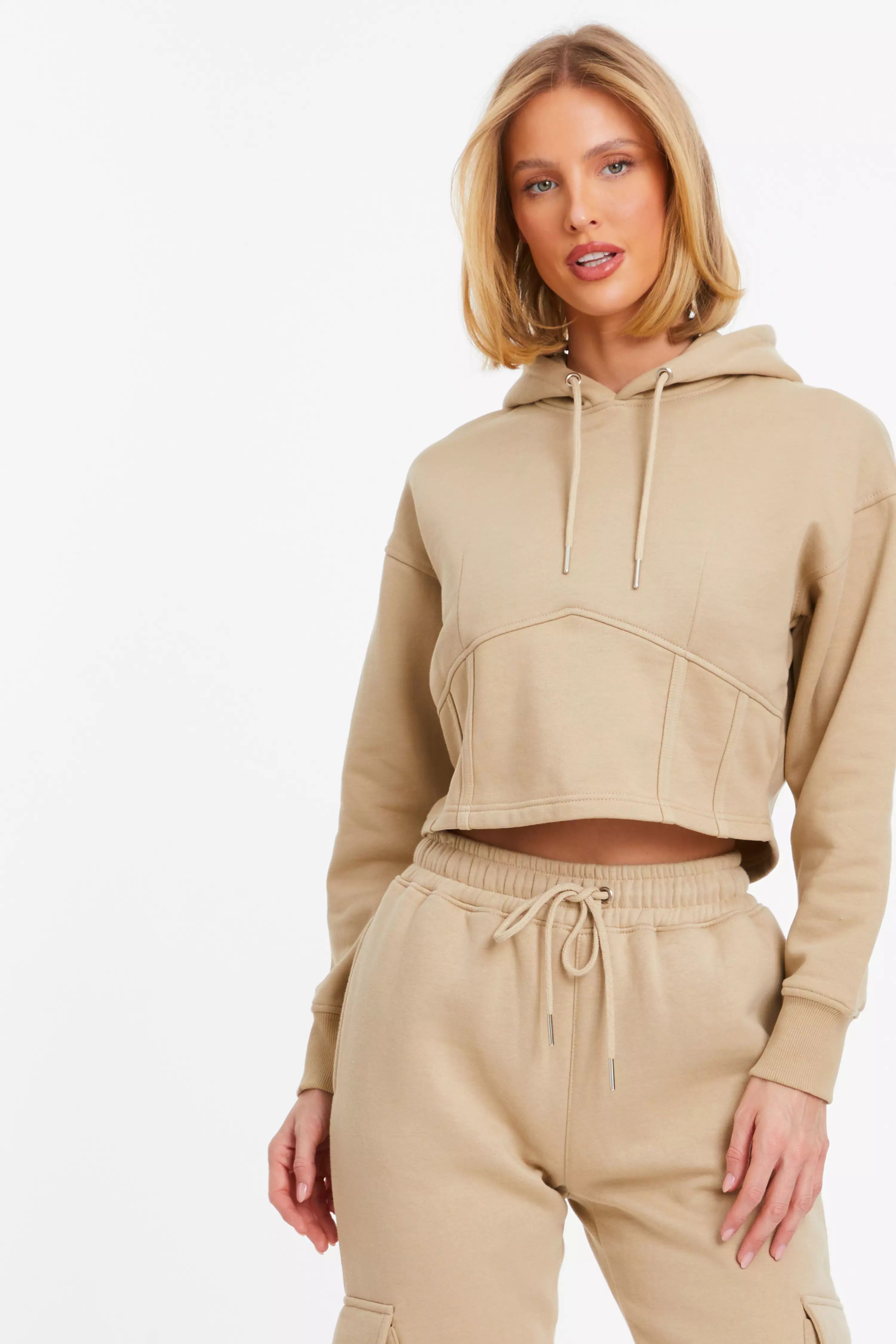 Stone Cropped Corset Hoodie