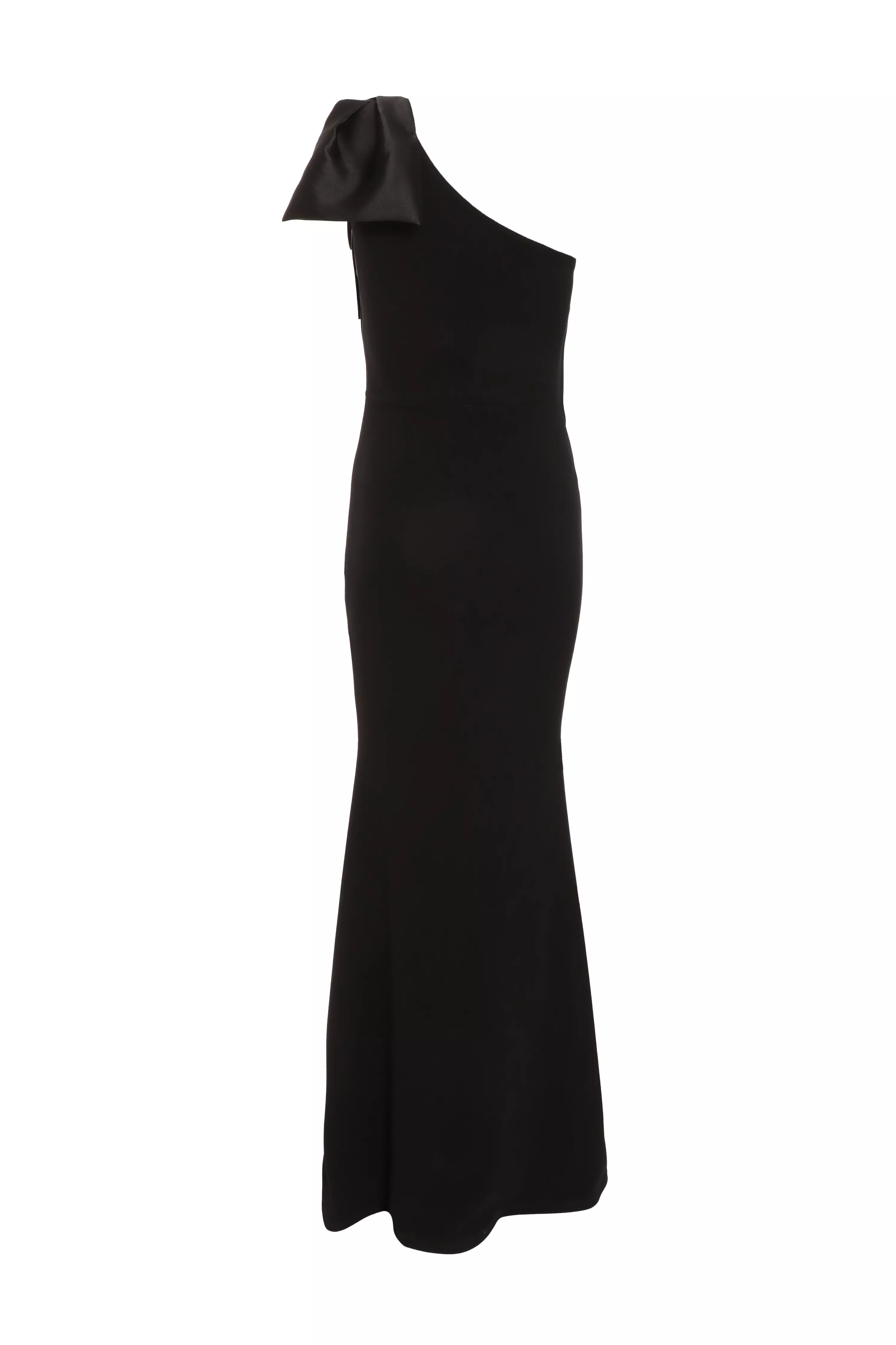 Black One Shoulder Bow Maxi Dress