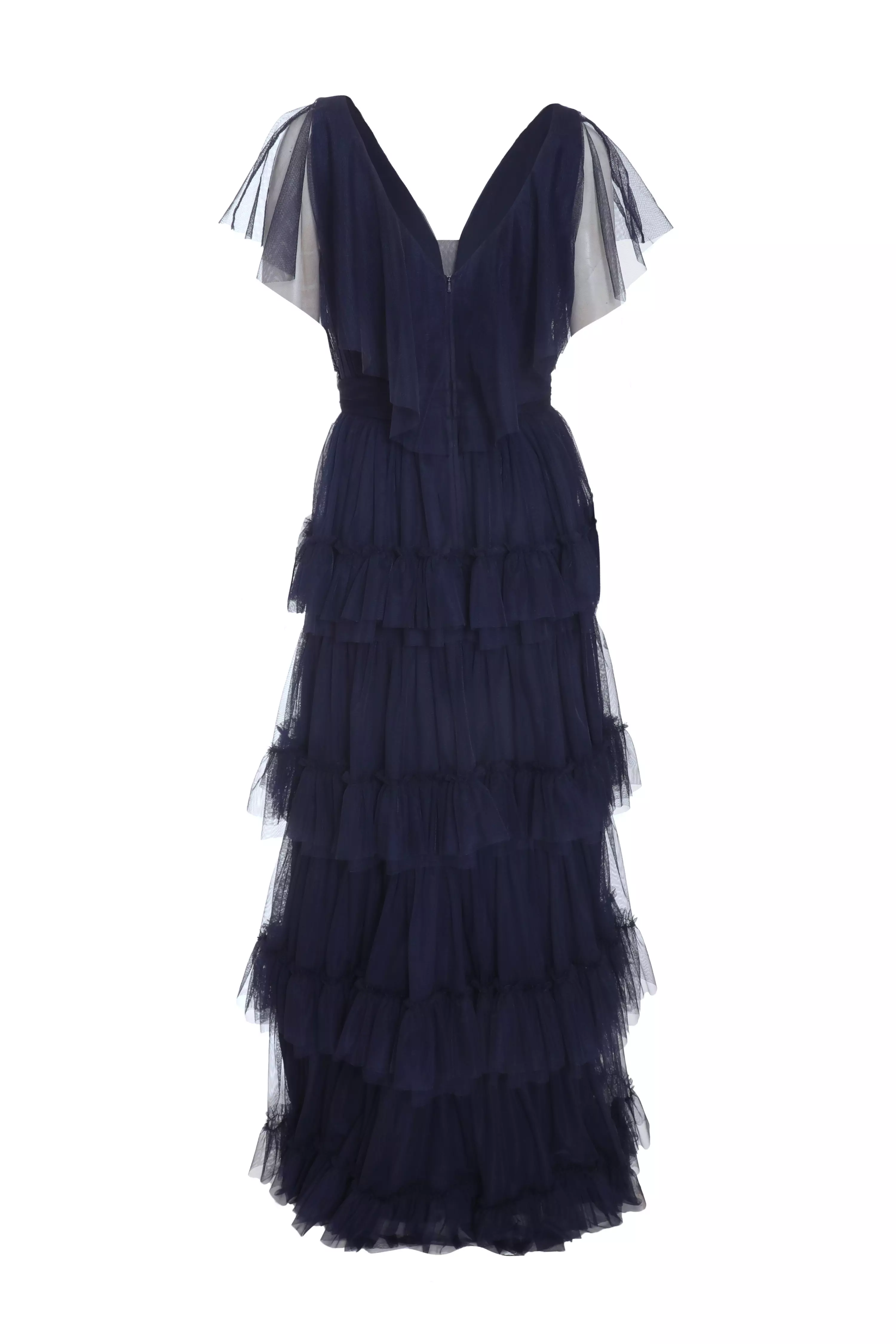 Navy Tulle Tiered Maxi Dress
