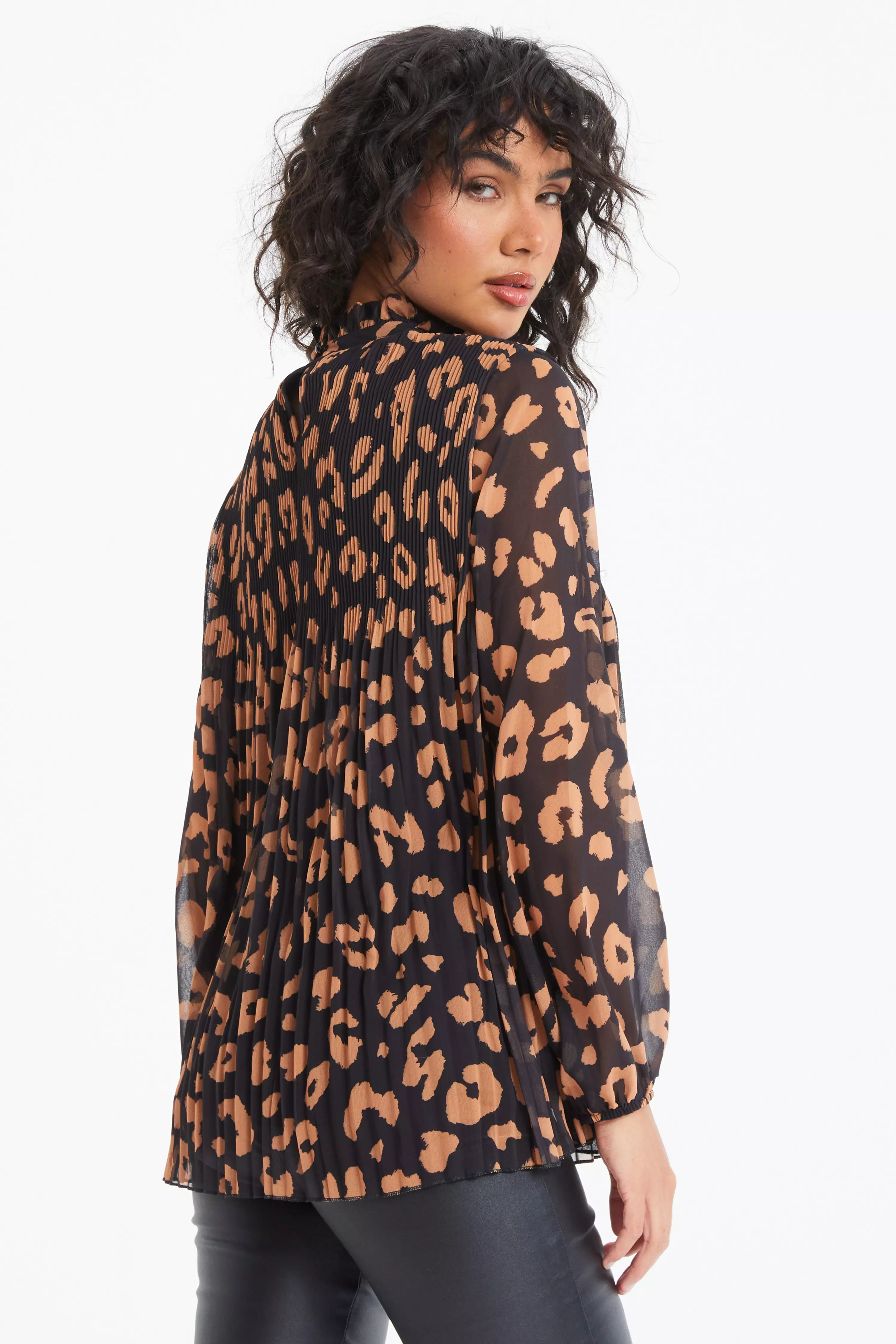 Black Animal Print Chiffon Blouse