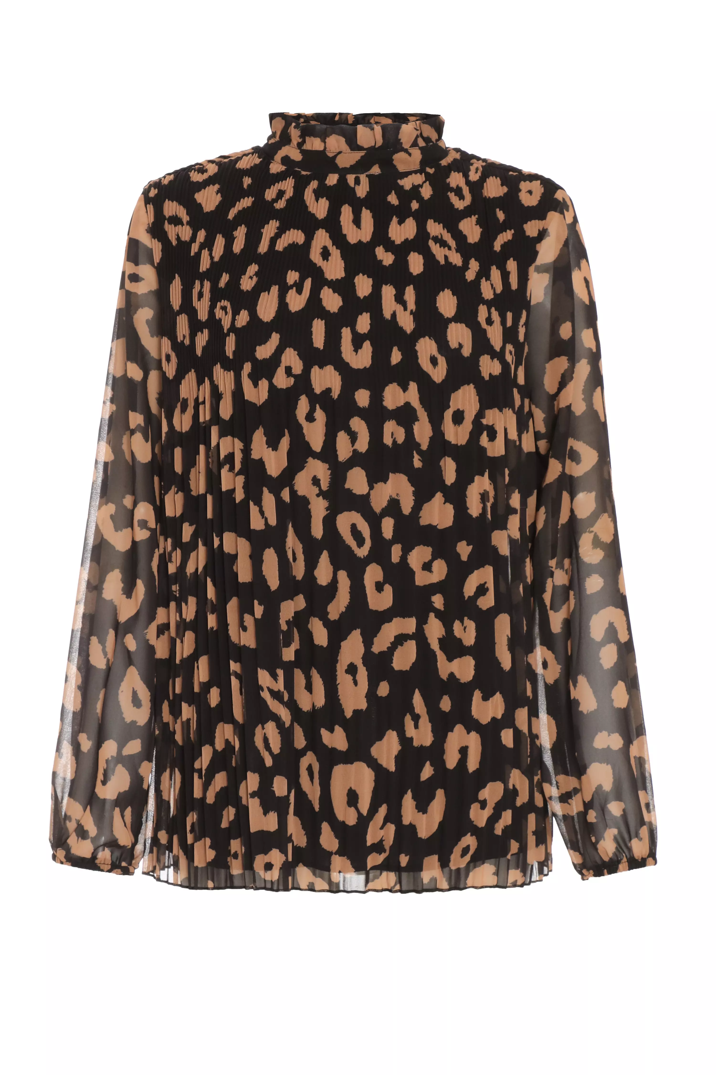 Black Animal Print Chiffon Blouse