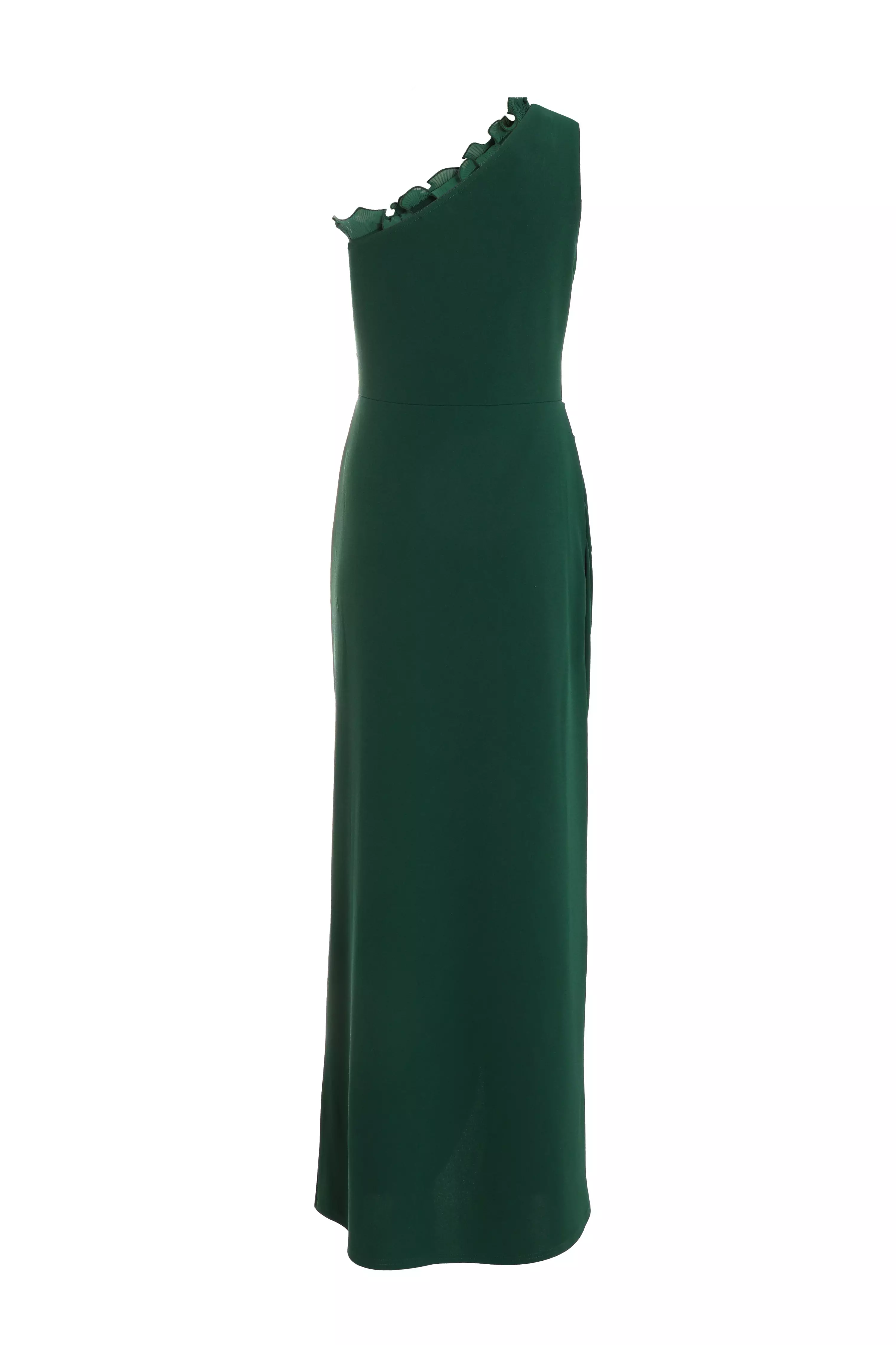 Bottle Green One Shoulder Maxi Dress