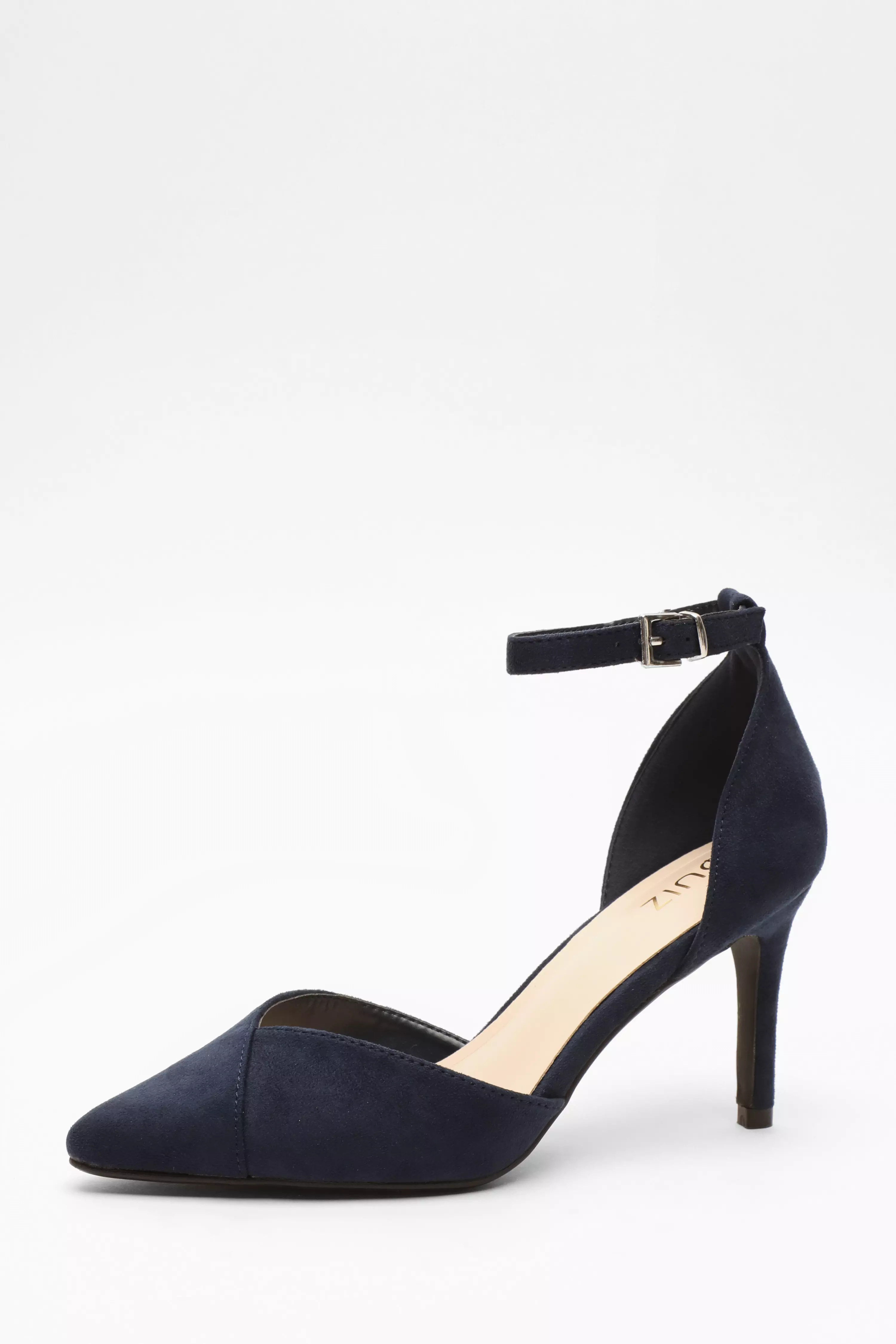 Navy Faux Suede Court Heels