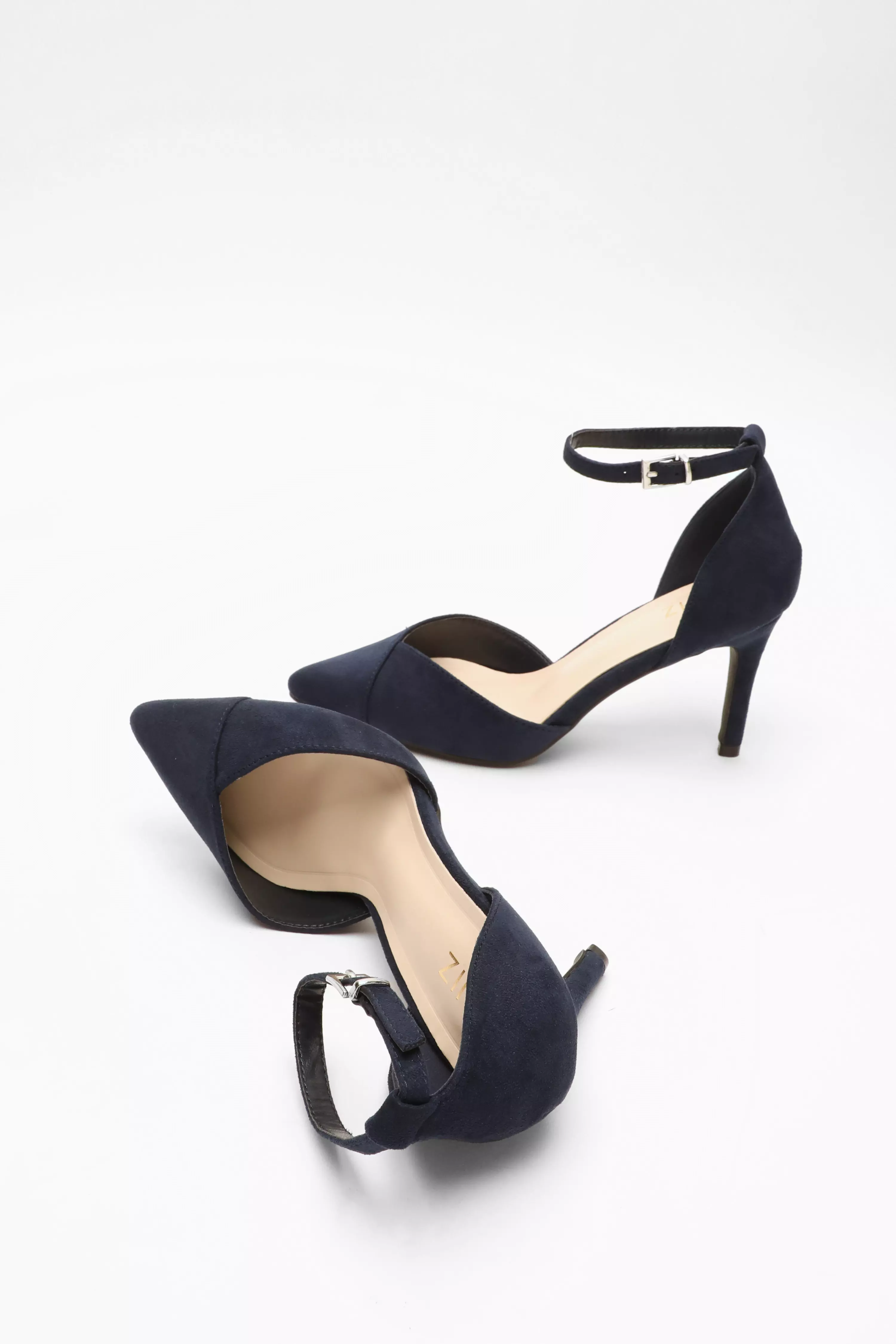 Navy Faux Suede Court Heels