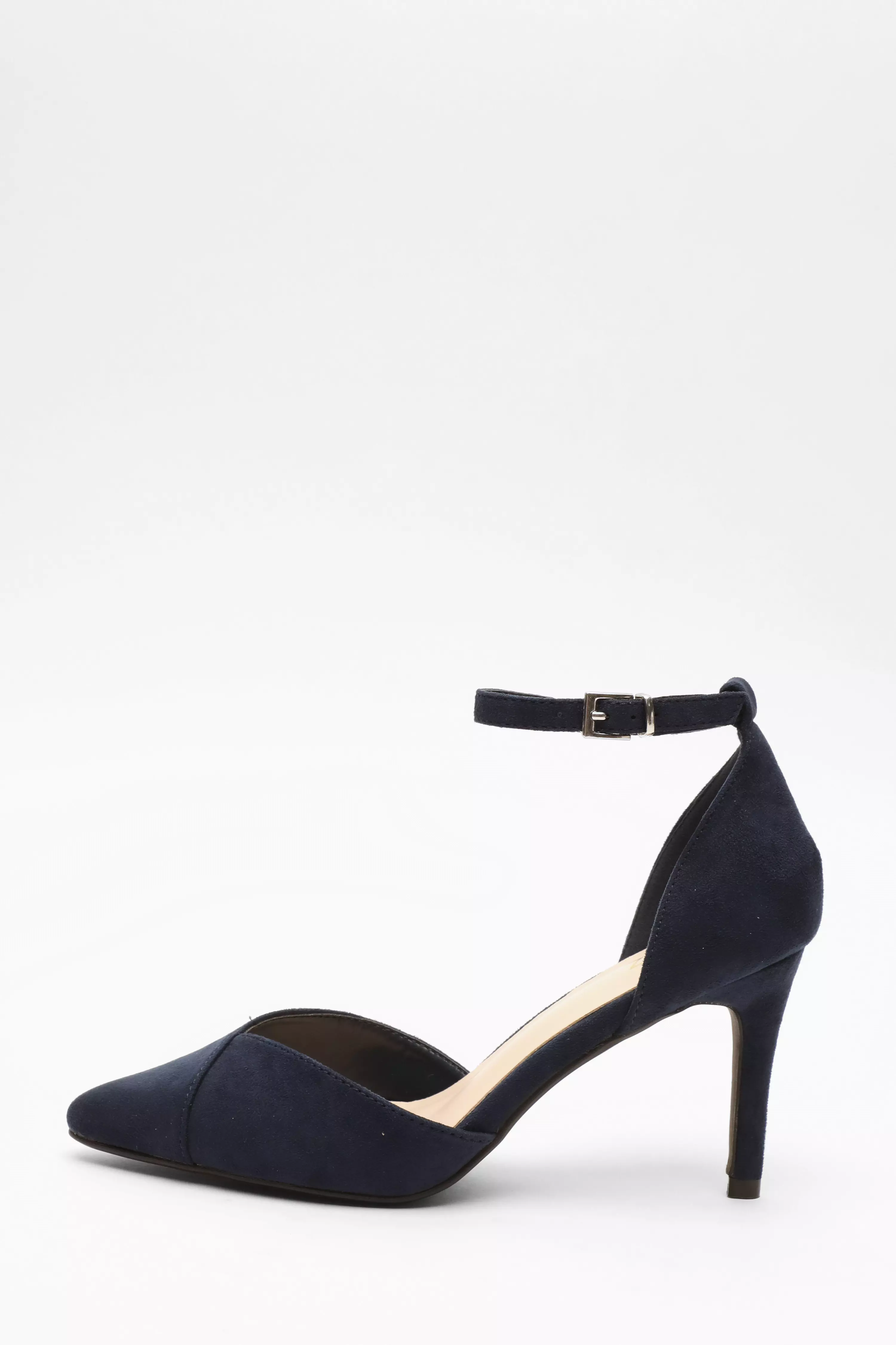 Navy Faux Suede Court Heels