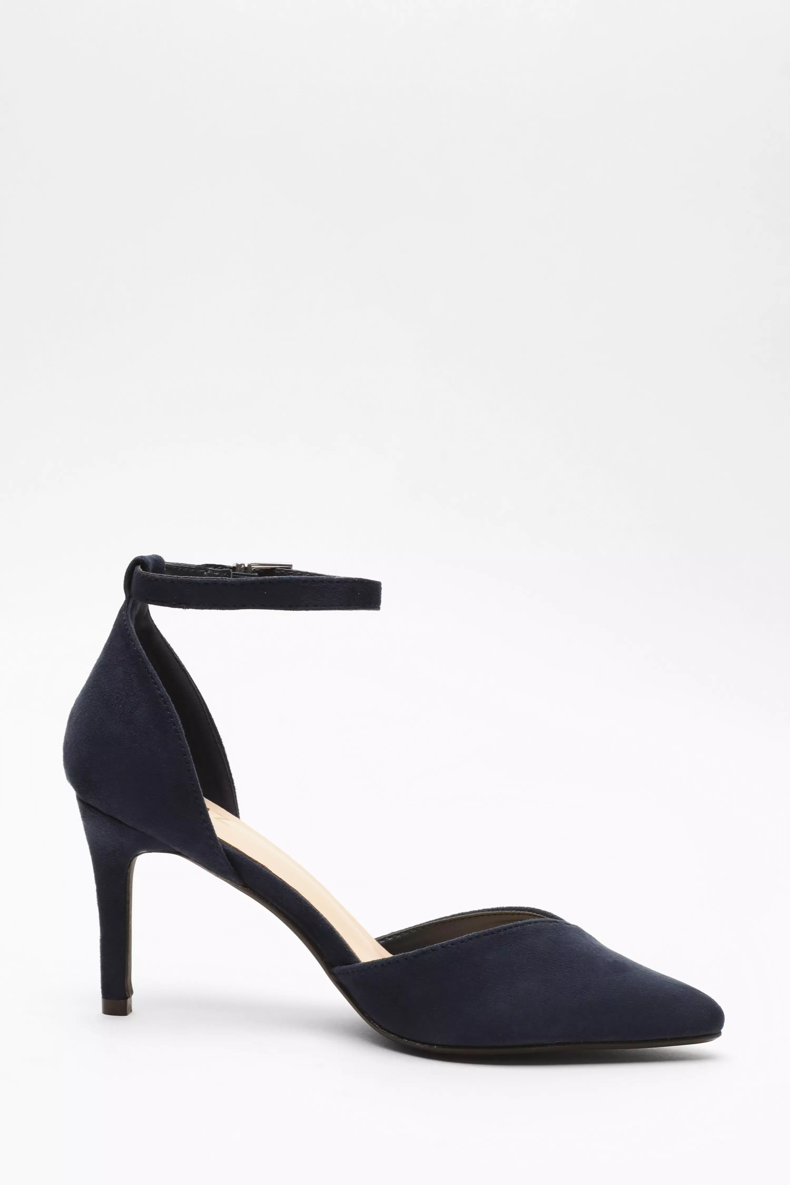 Navy Faux Suede Court Heels