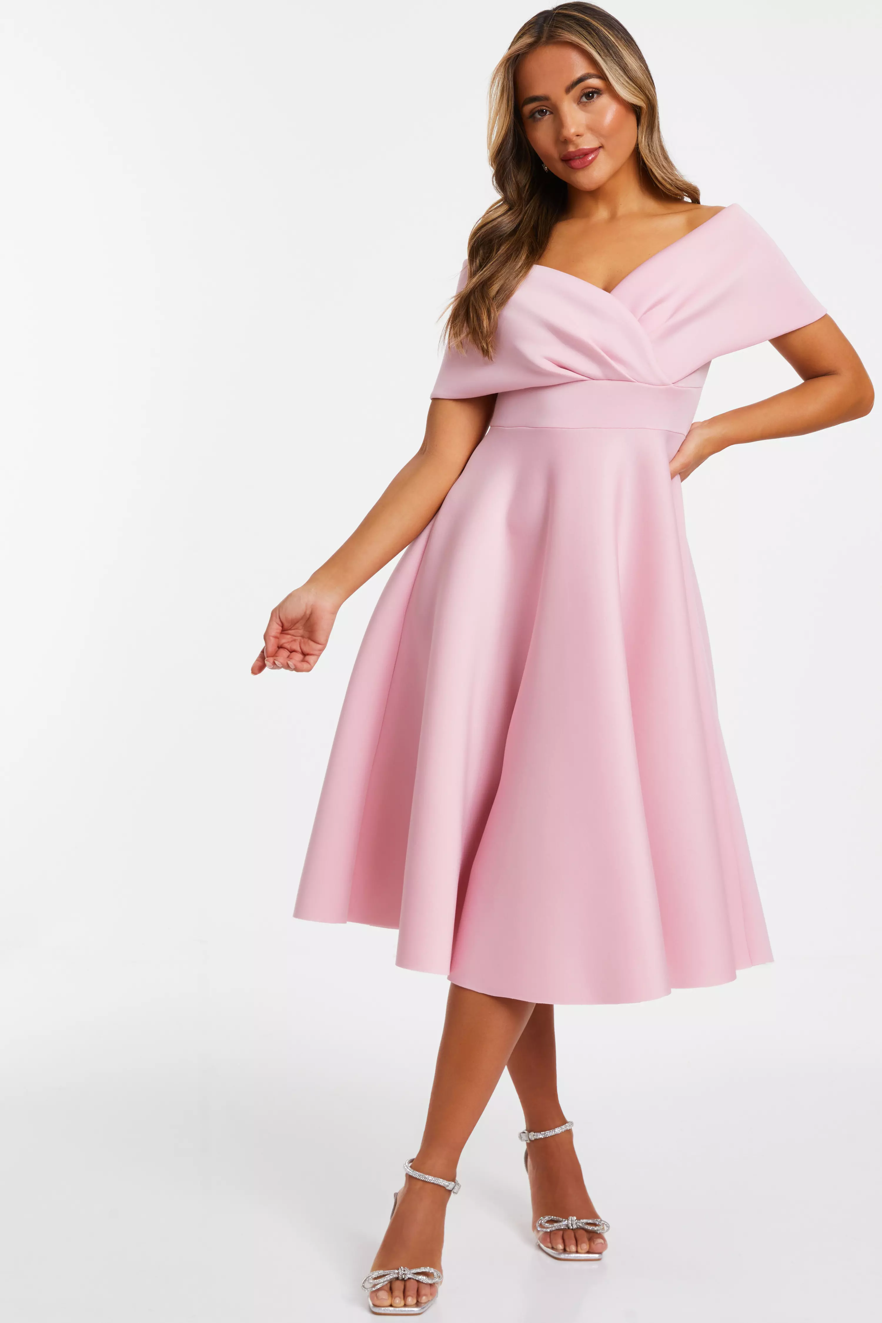 Petite Pink Midi Skater Dress