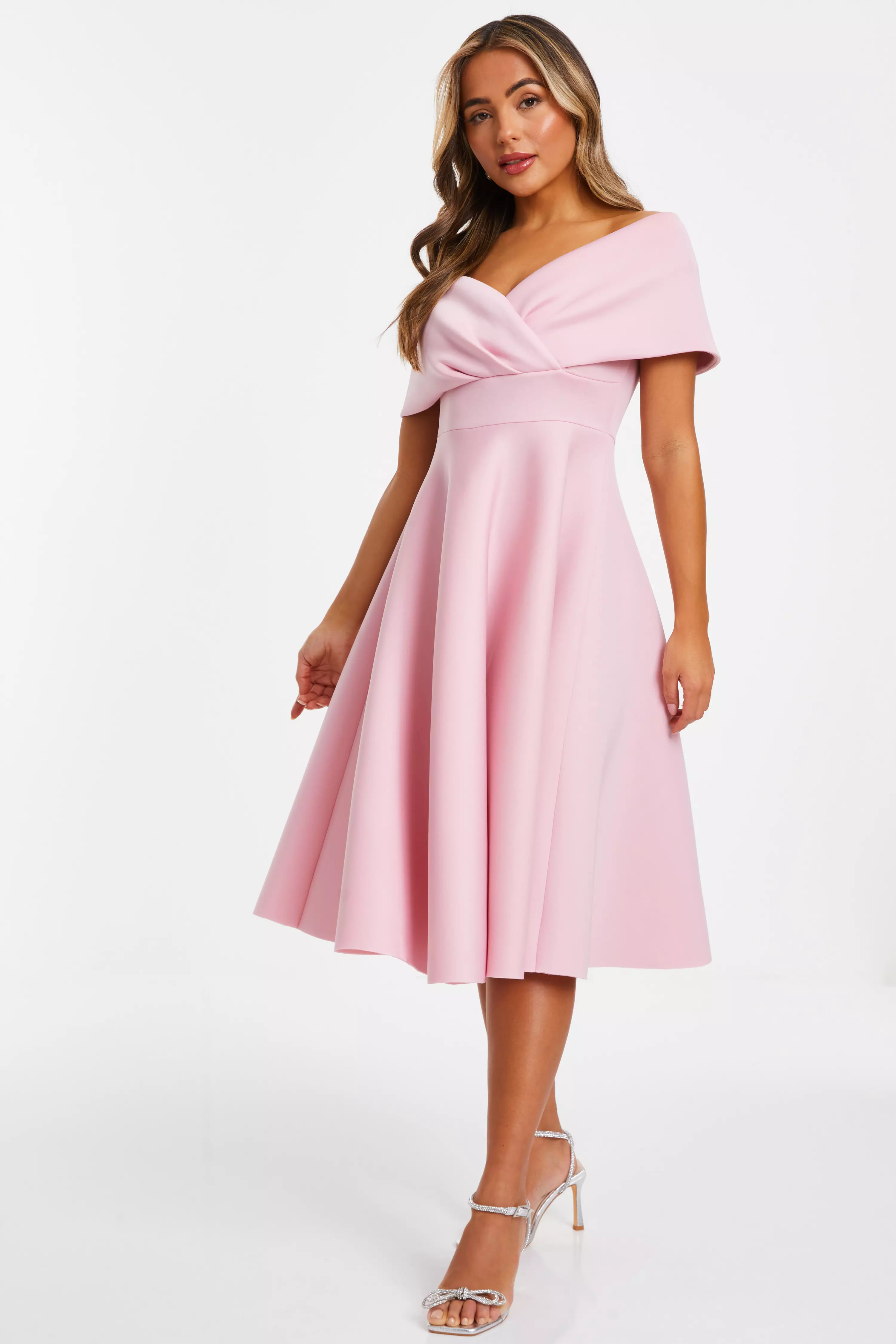 Petite Pink Midi Skater Dress