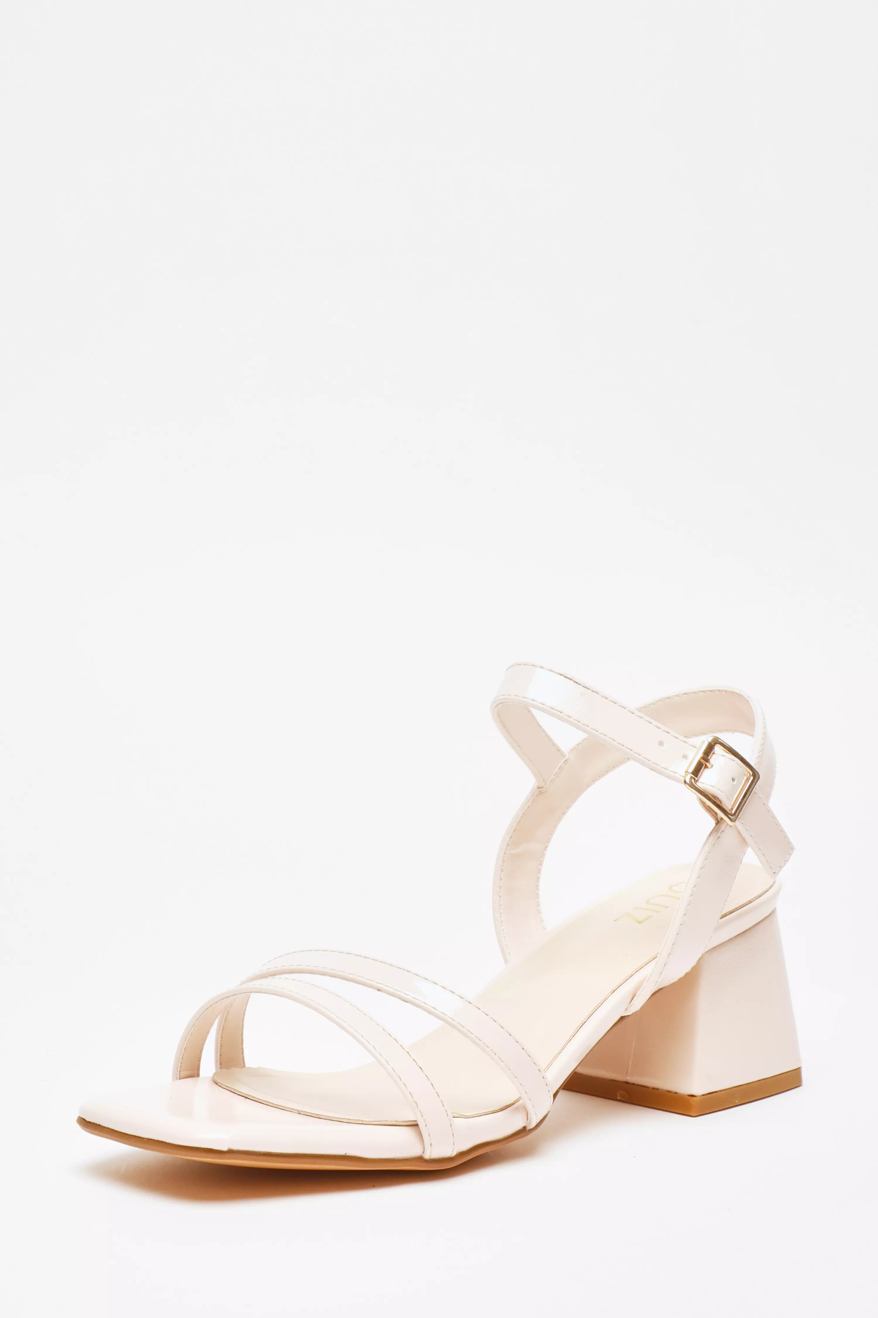 Nude Faux Leather Block Heel Sandal