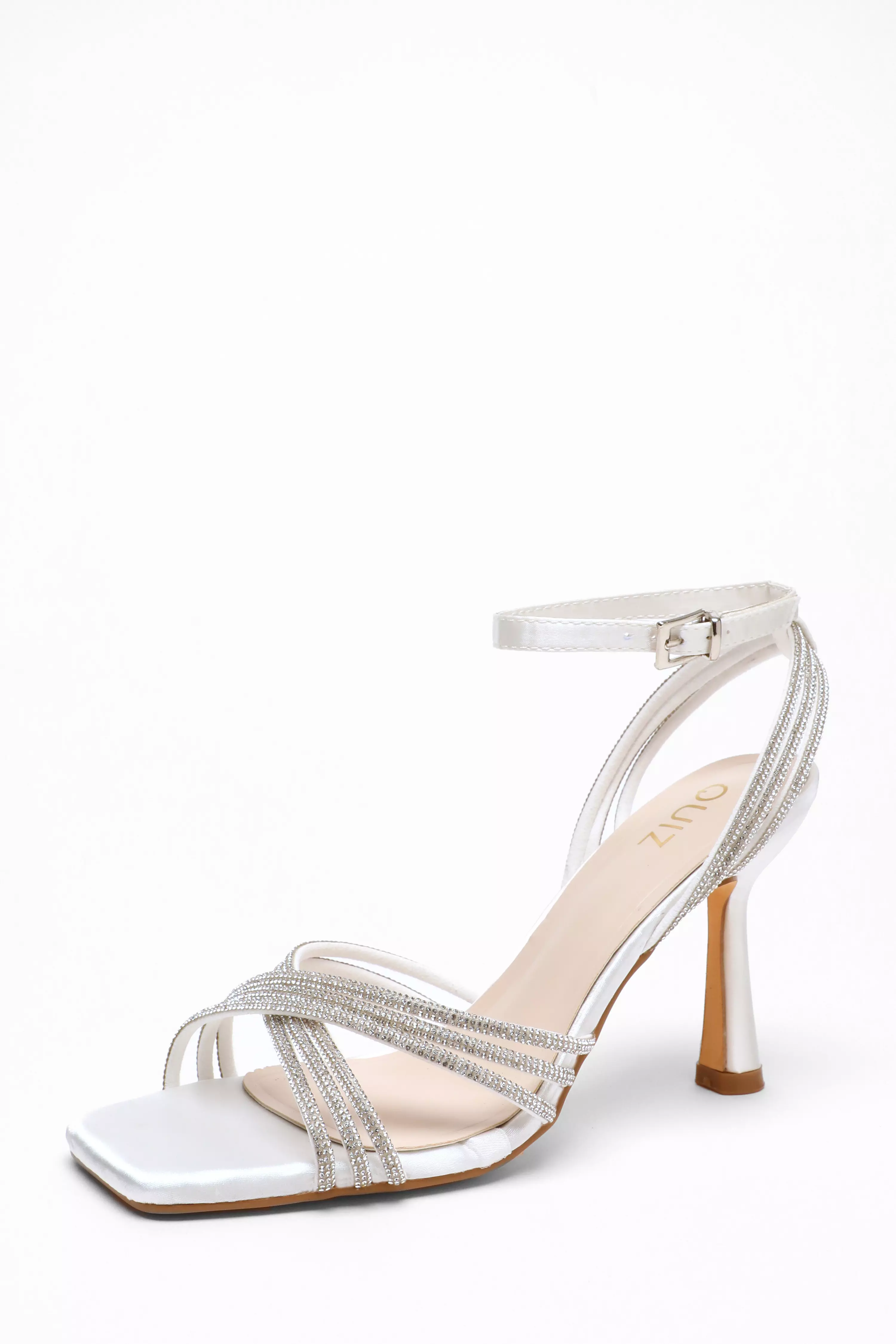 Bridal White Diamante Heeled Sandals