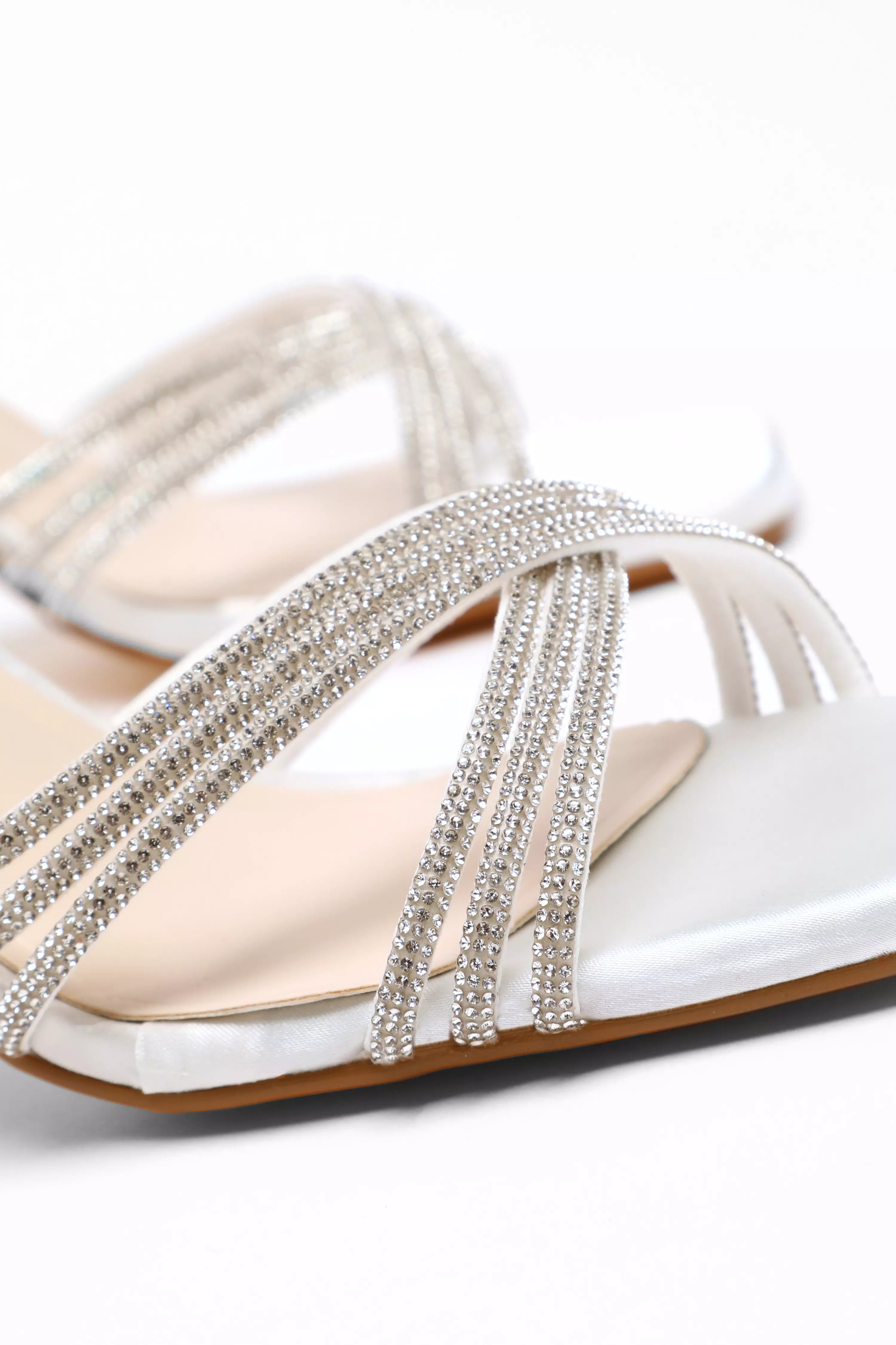 Bridal White Diamante Heeled Sandals