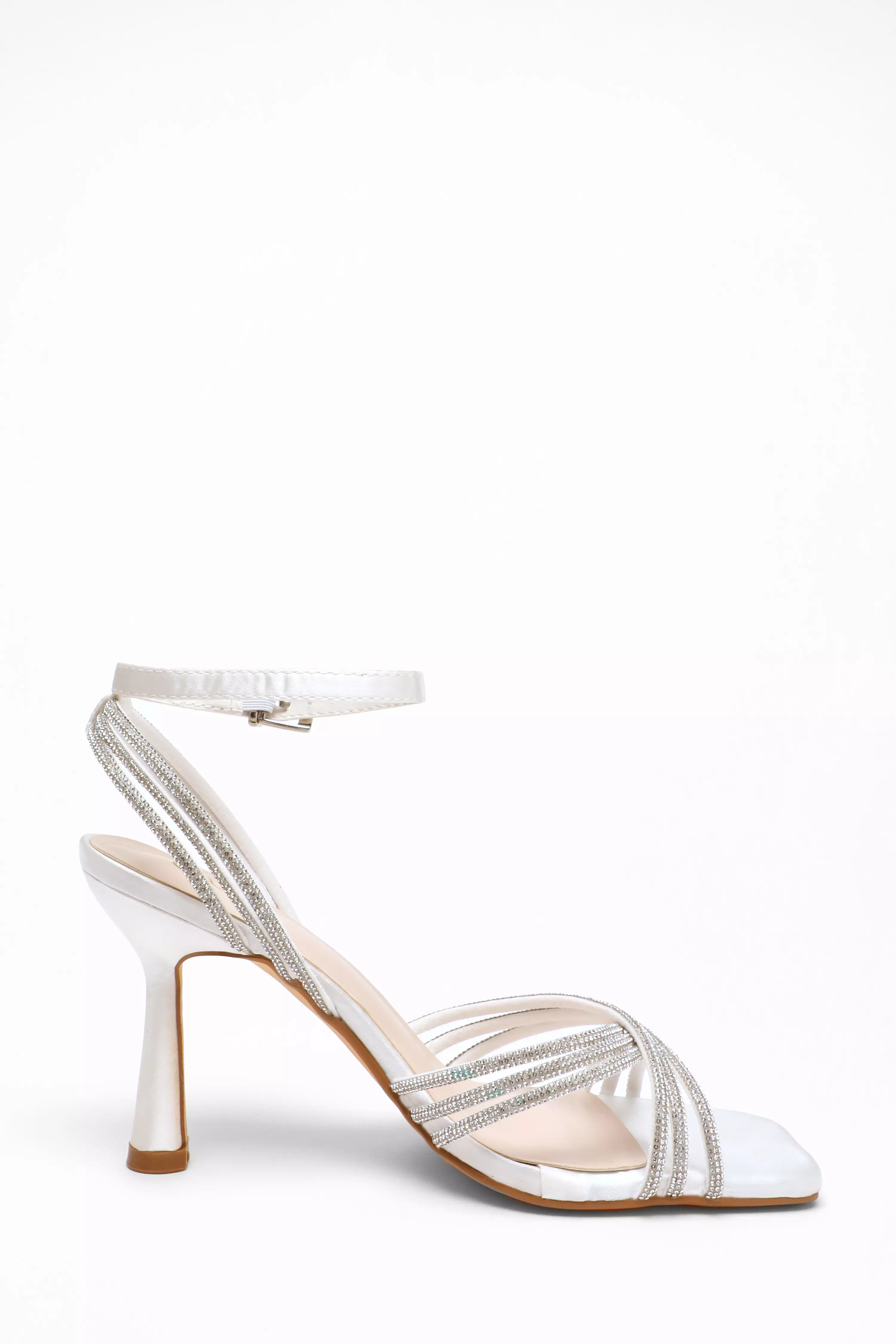 Bridal White Diamante Heeled Sandals