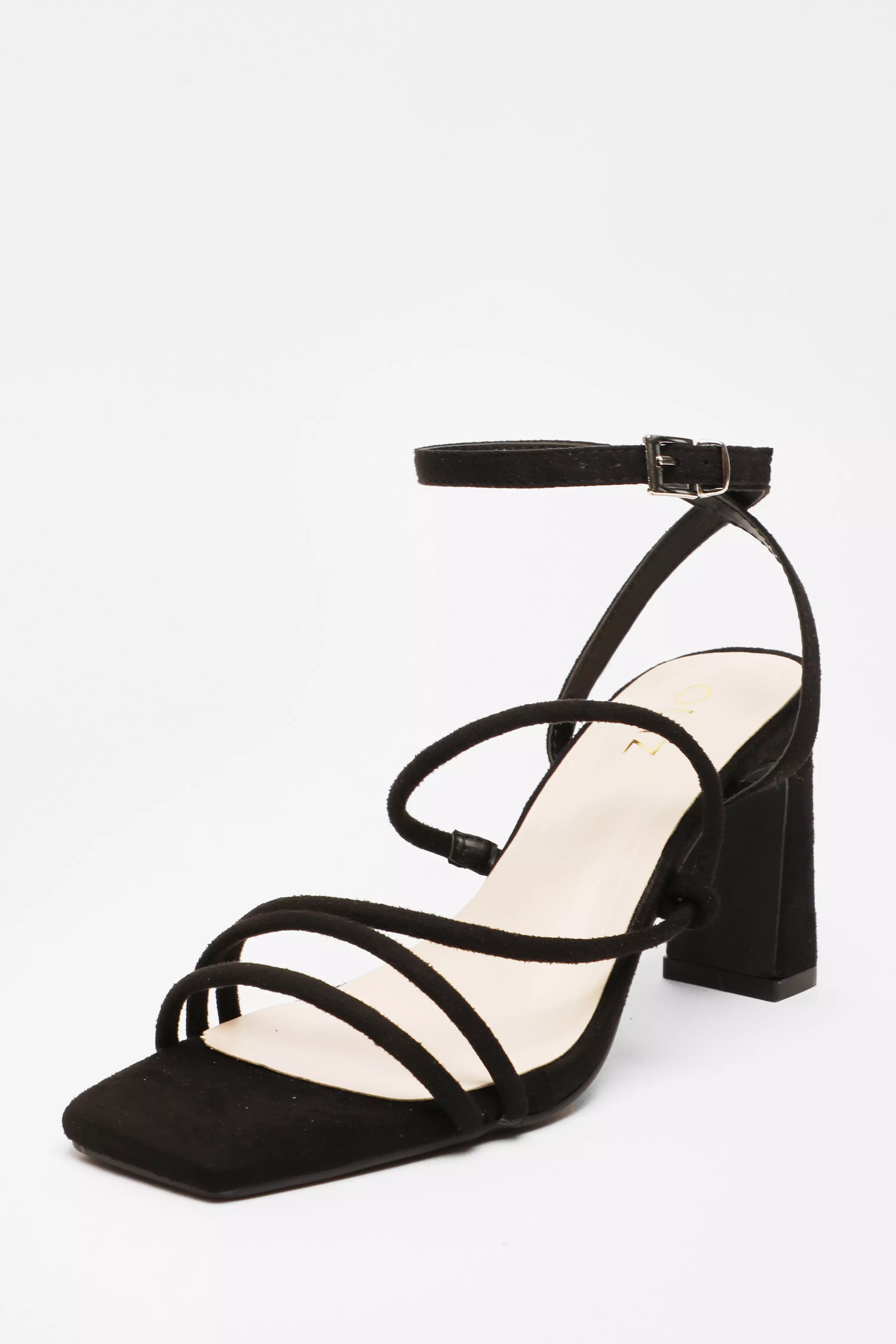 Black Strappy Block Heeled Sandals