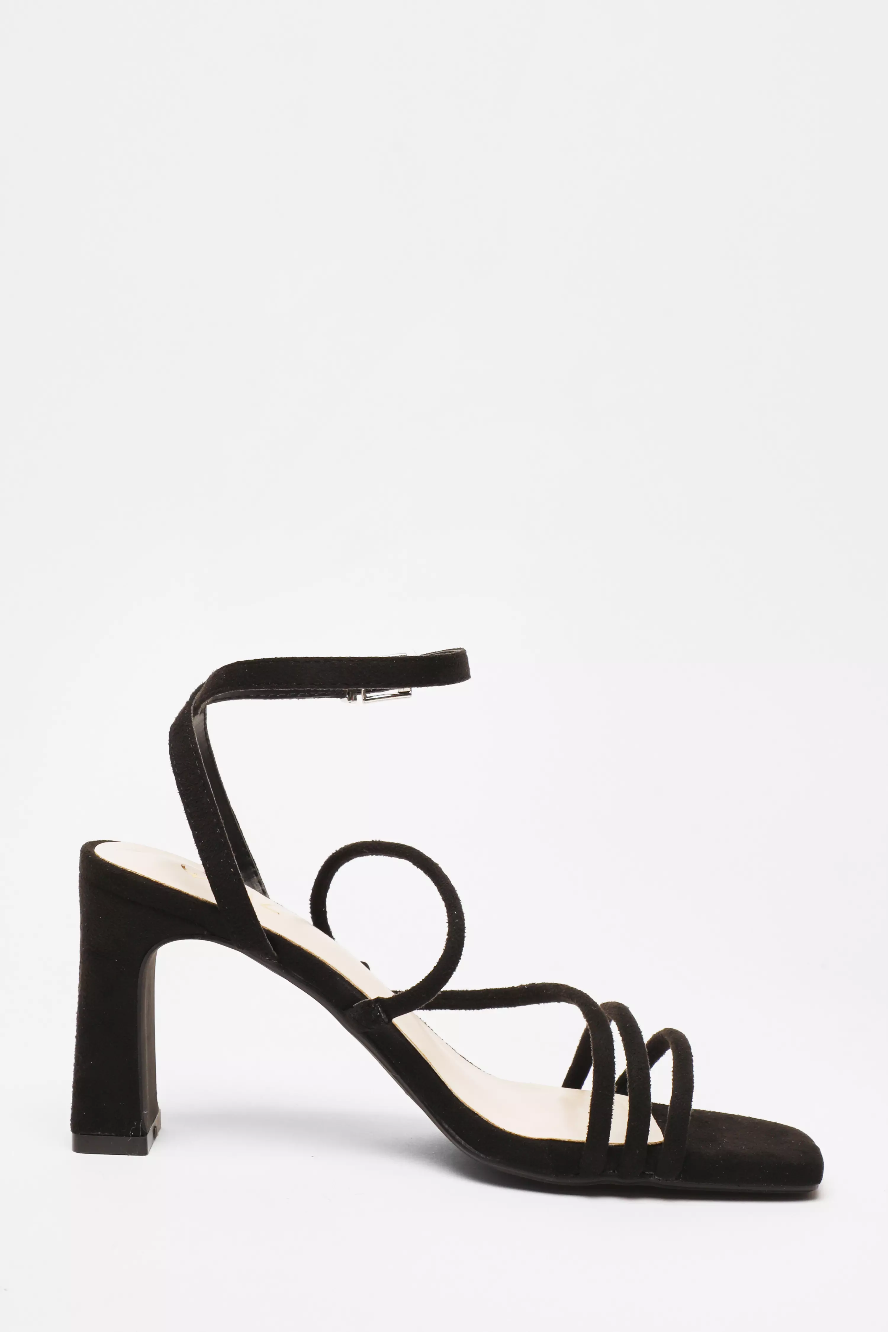 Black Strappy Block Heeled Sandals