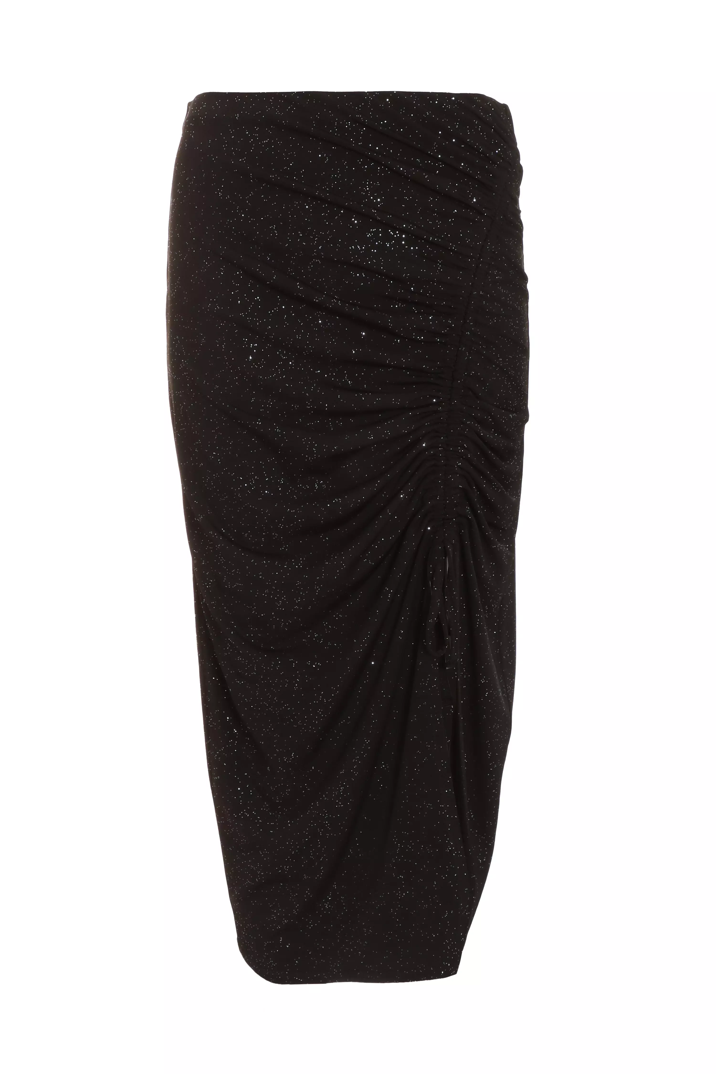 Black glitter ruched outlet skirt