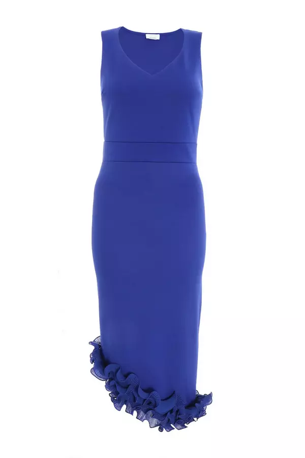 Royal Blue Ruffle Hem Midi Dress