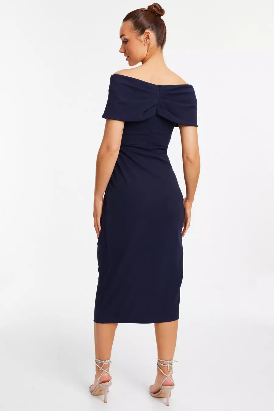 Navy bardot bodycon dress online