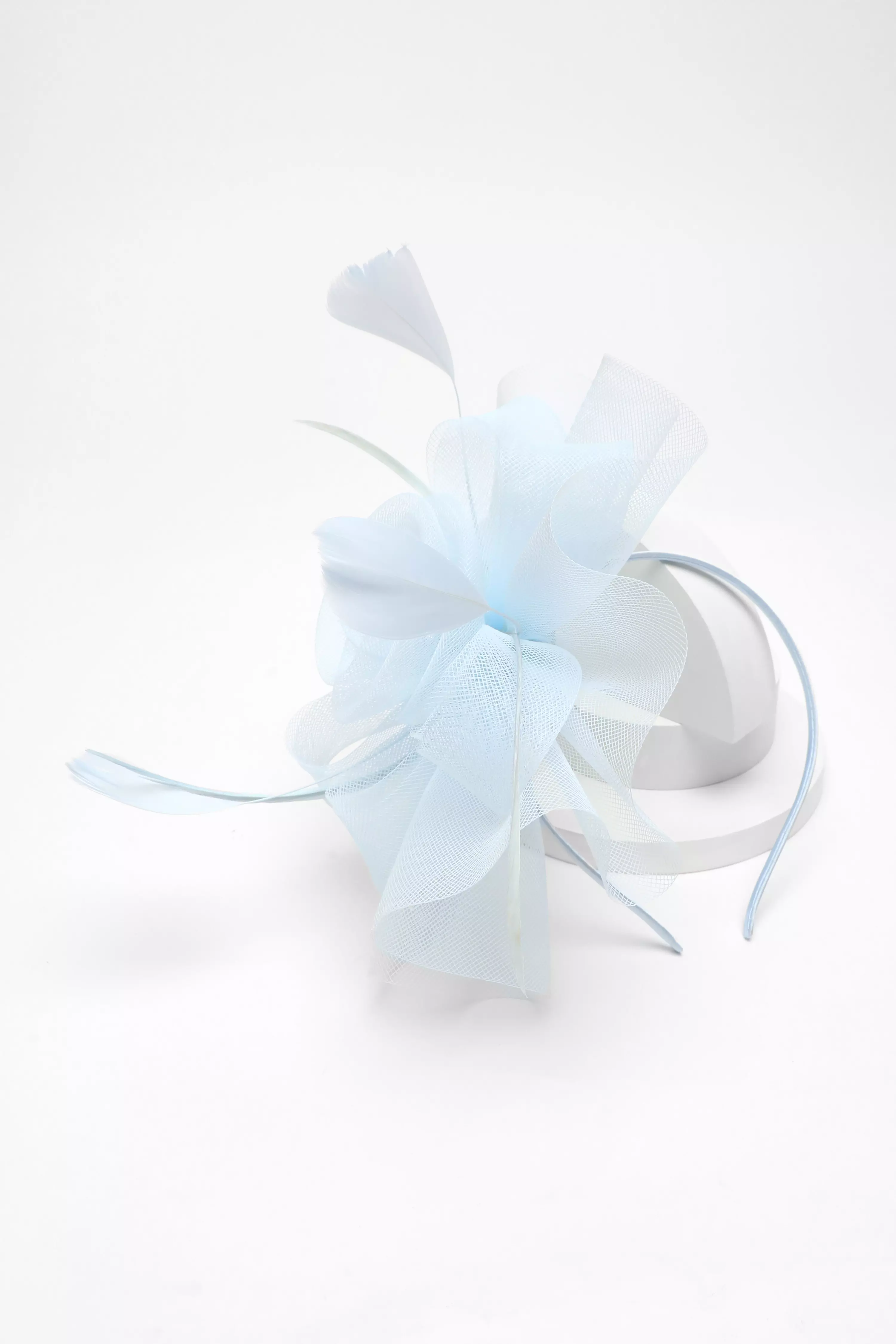 Pale Blue Diamante Flower Headband Fascinator
