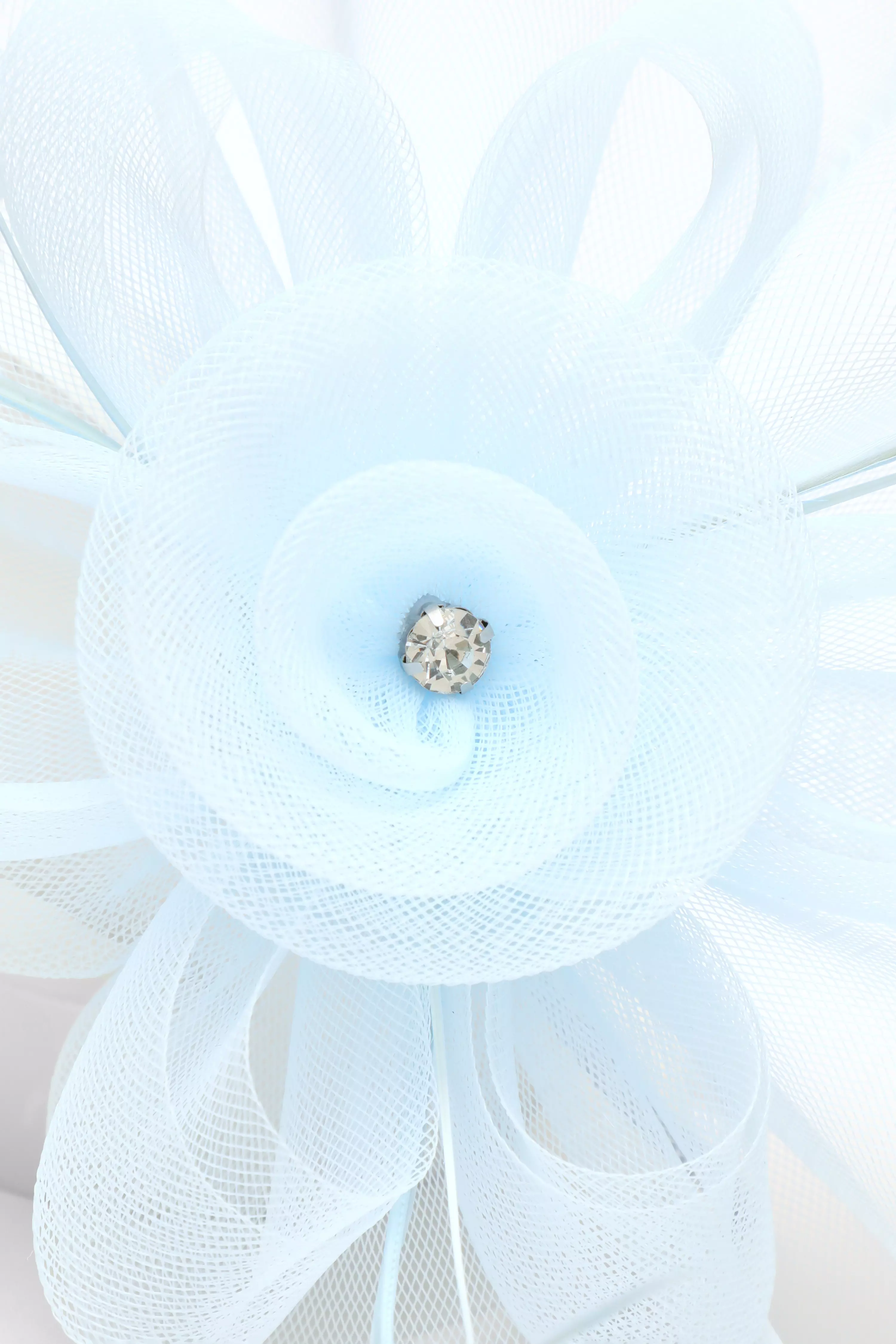 Pale Blue Diamante Flower Headband Fascinator