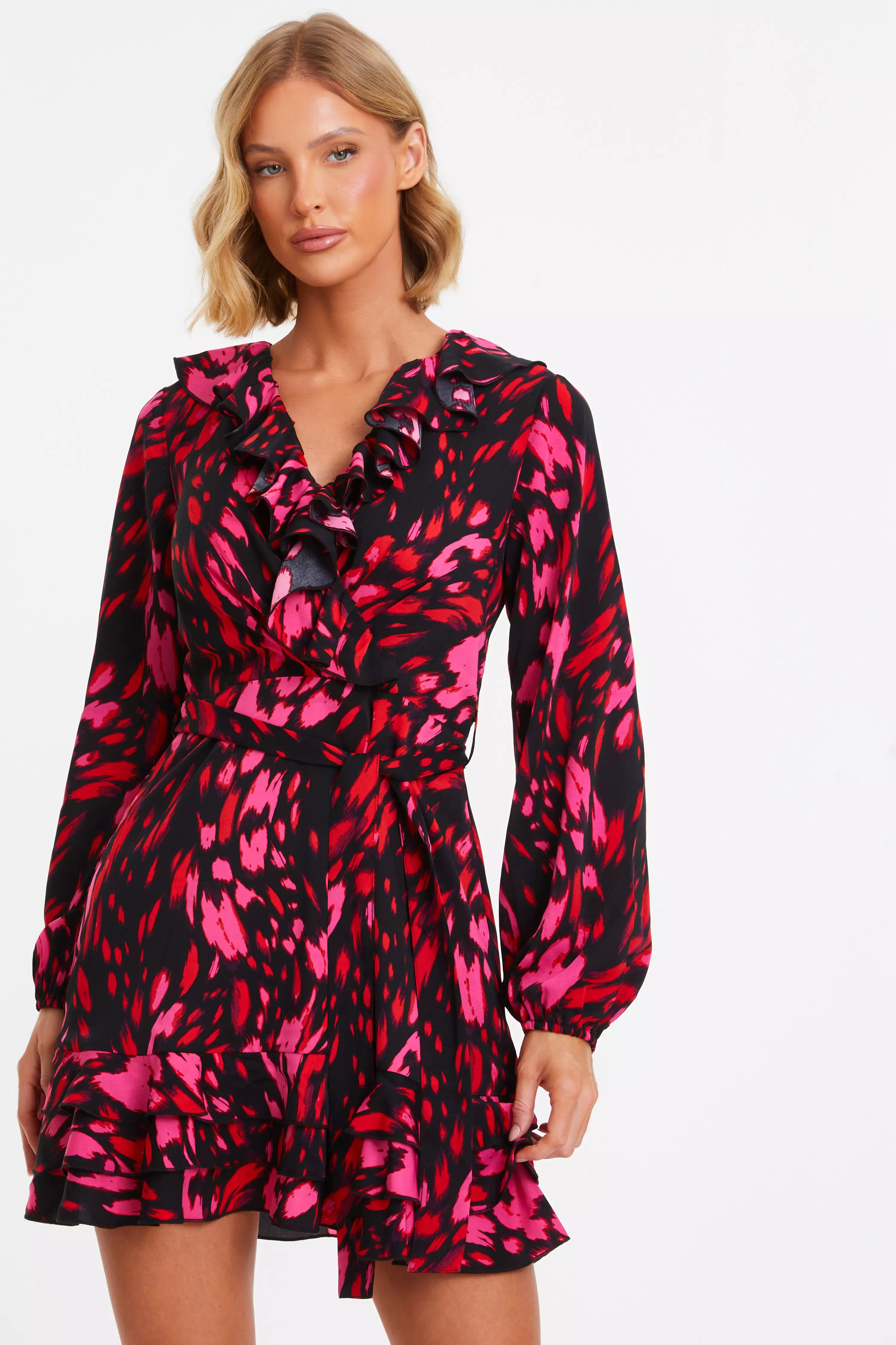 Quiz red and black leopard best sale print dress