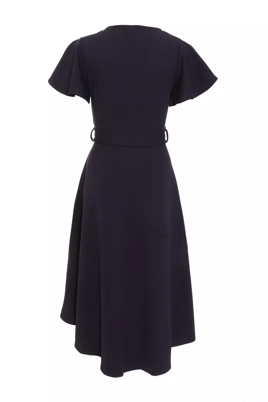 Navy Frill Sleeve Wrap Midi Dress QUIZ Clothing