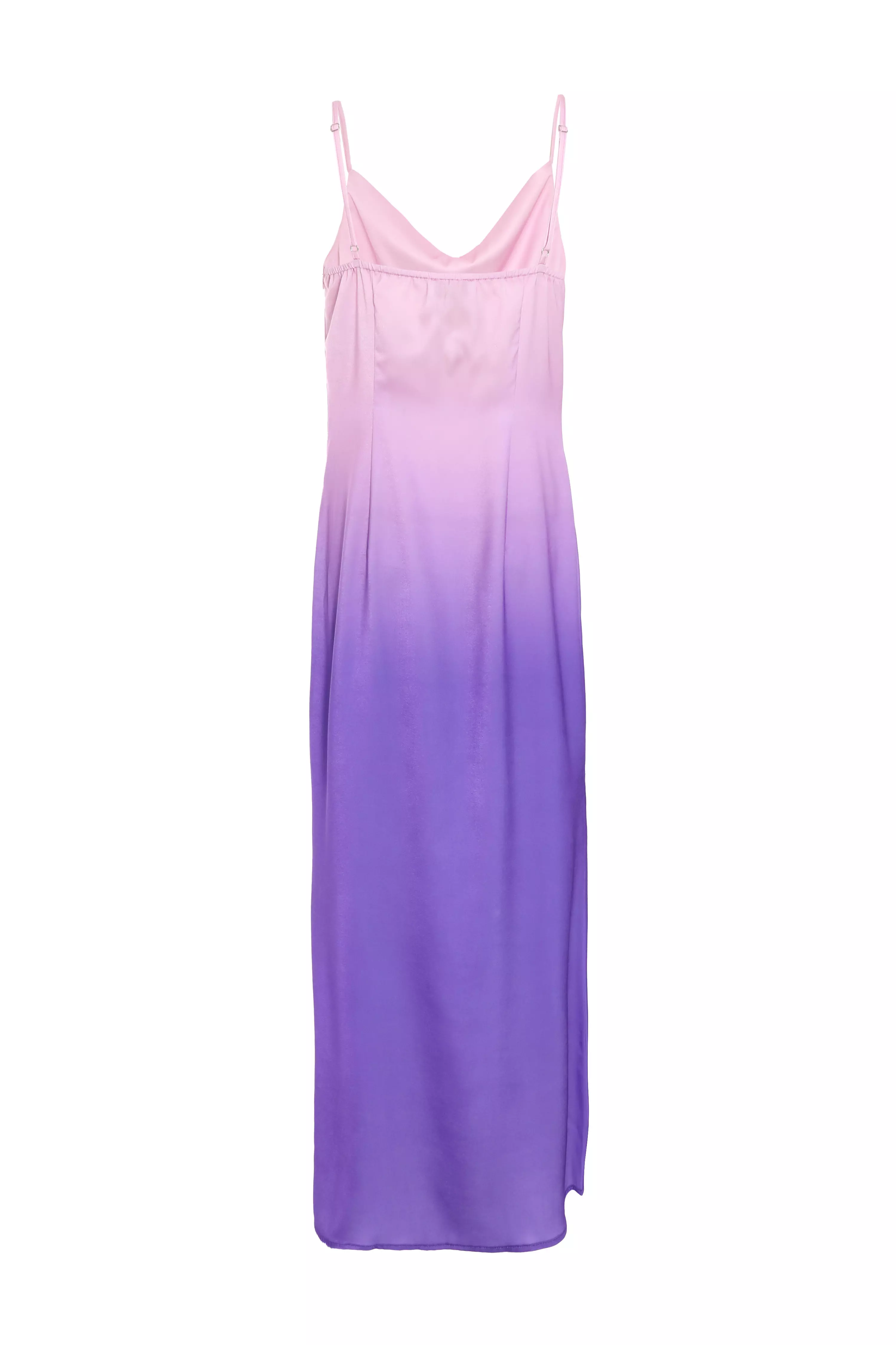 Purple Satin Ombre Slip Maxi Dress