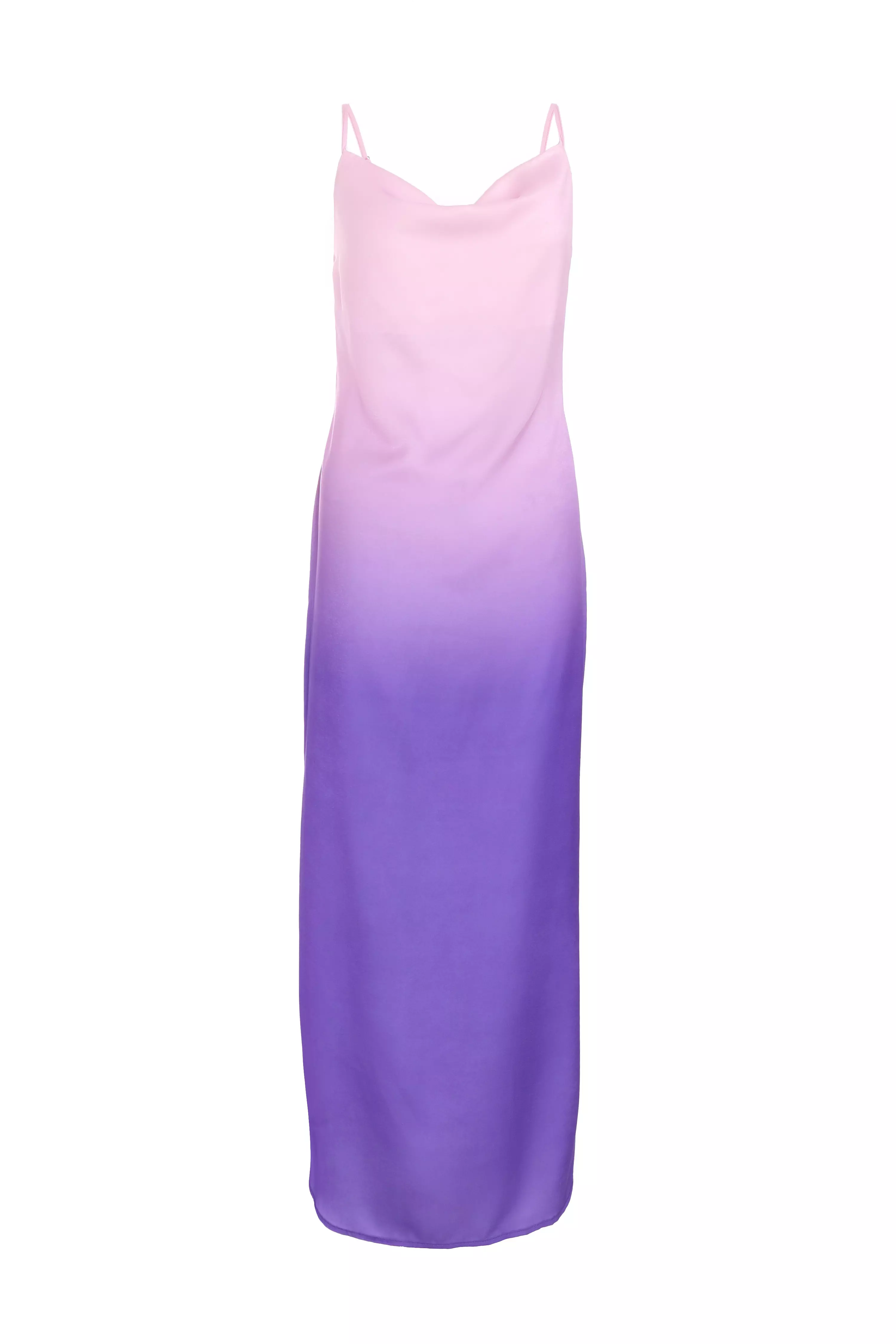 Purple Satin Ombre Slip Maxi Dress