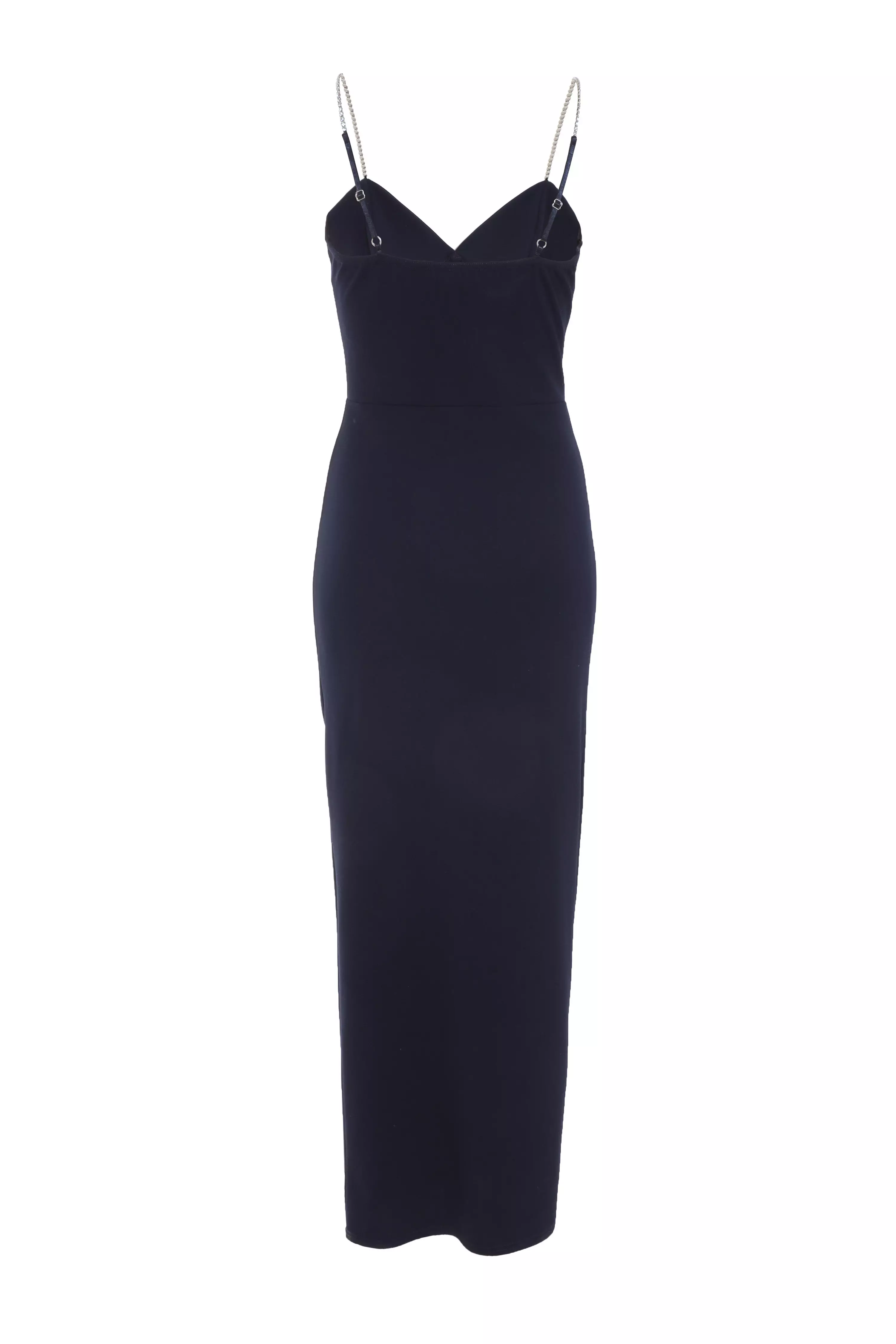 Petite Navy Diamante Ruched Maxi Dress