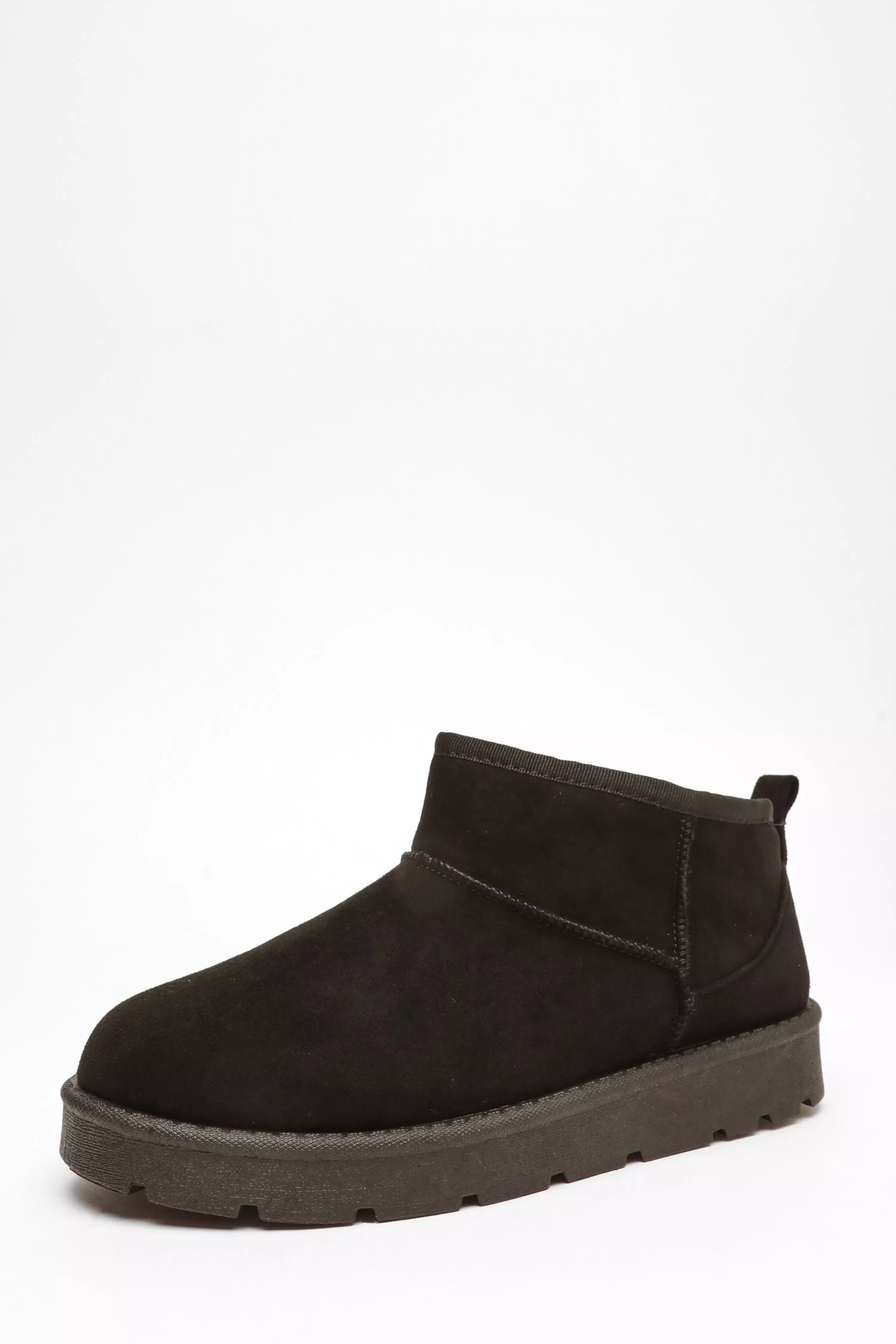 Black Faux Suede Ankle Boots